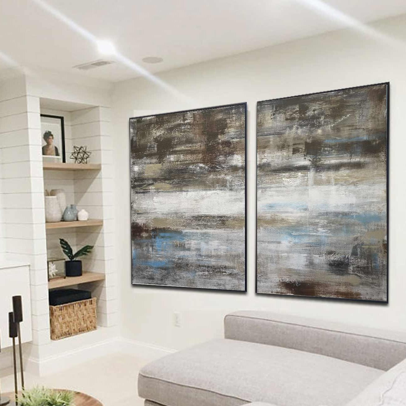 diptych paintings extra large abstract art