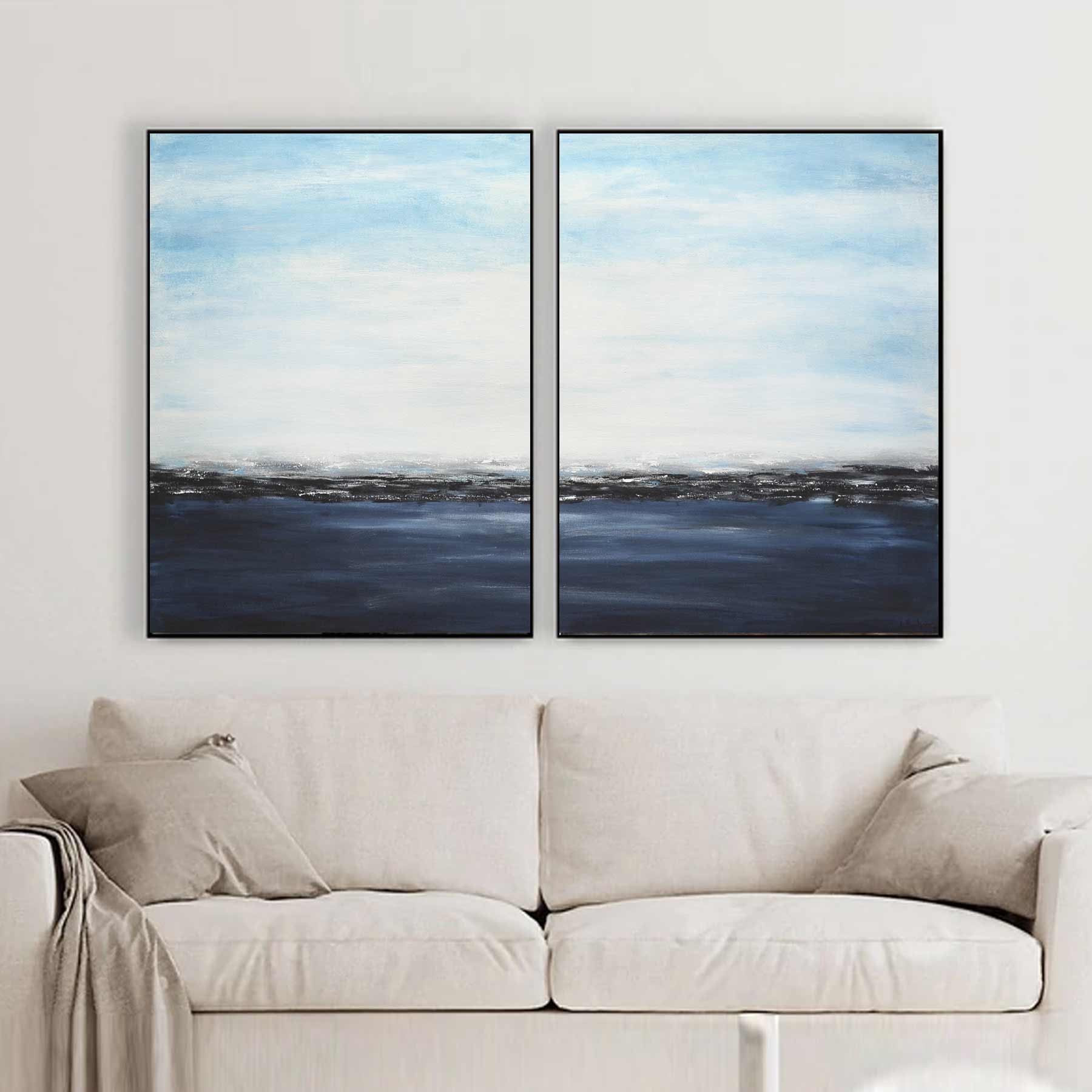 Ocean Diptych Frame Artwork By American Artist Seascape