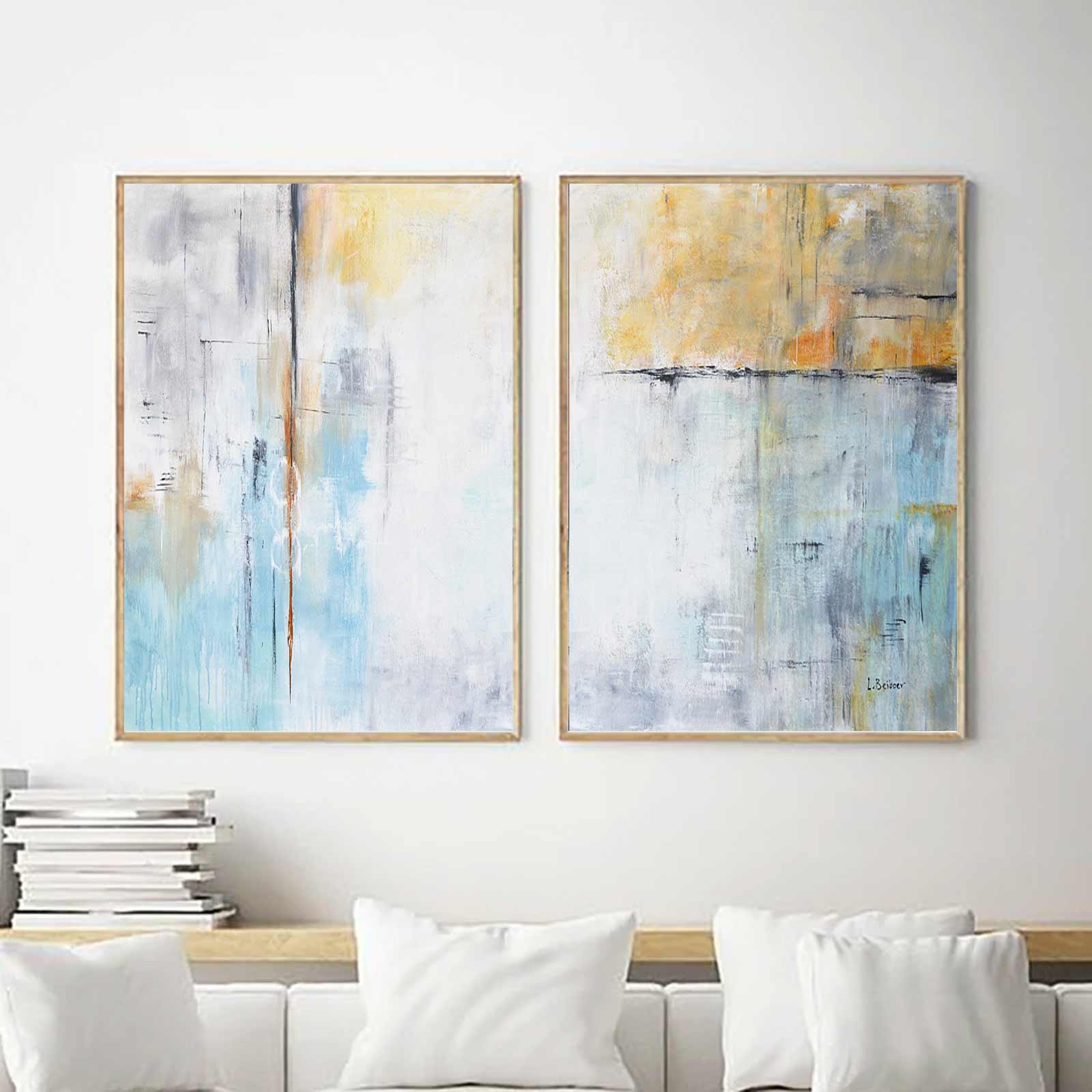 living room diptych Paintings On Canvas Contemporary Abstract Large Art