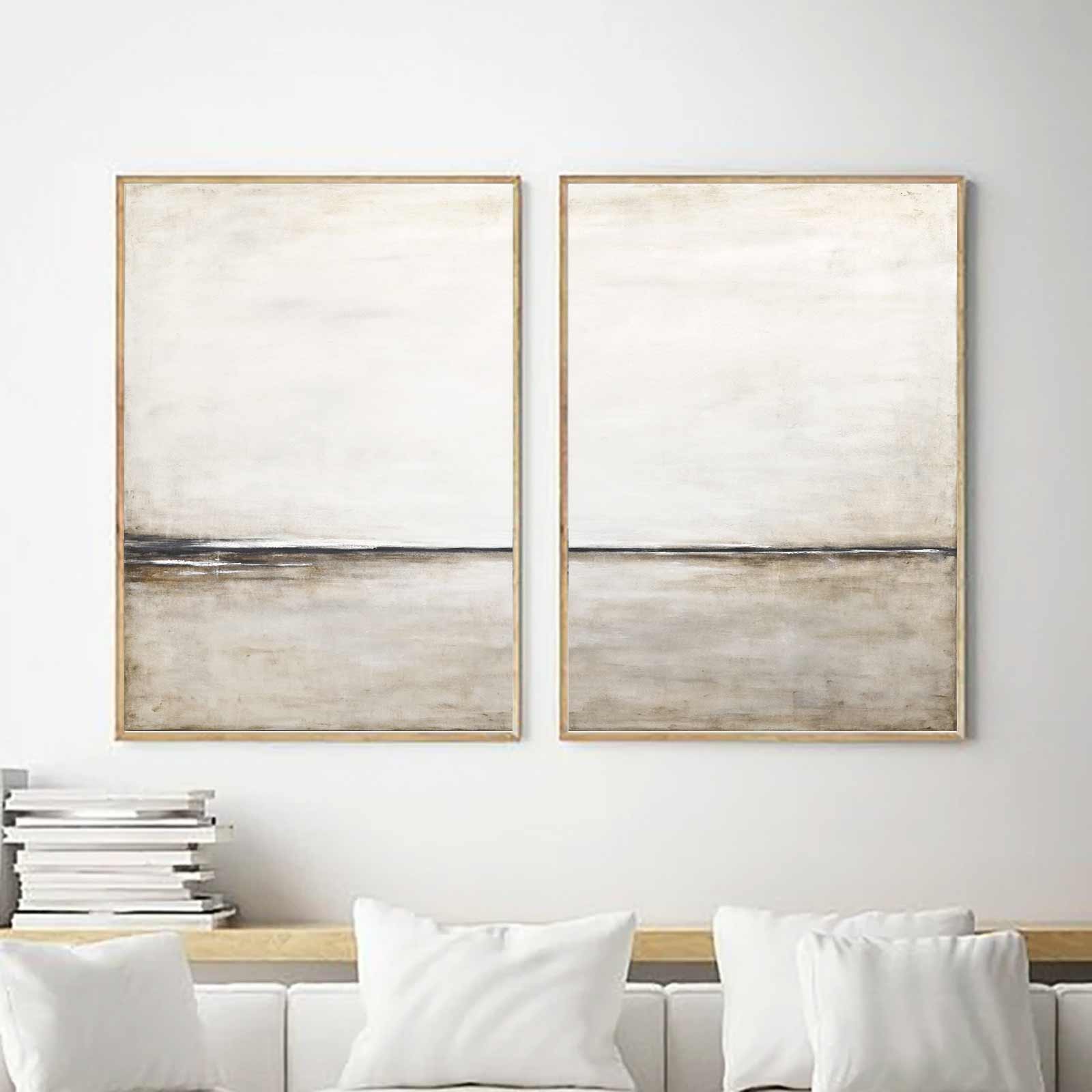 Diptych Soft Minimalist Painting Original Design 