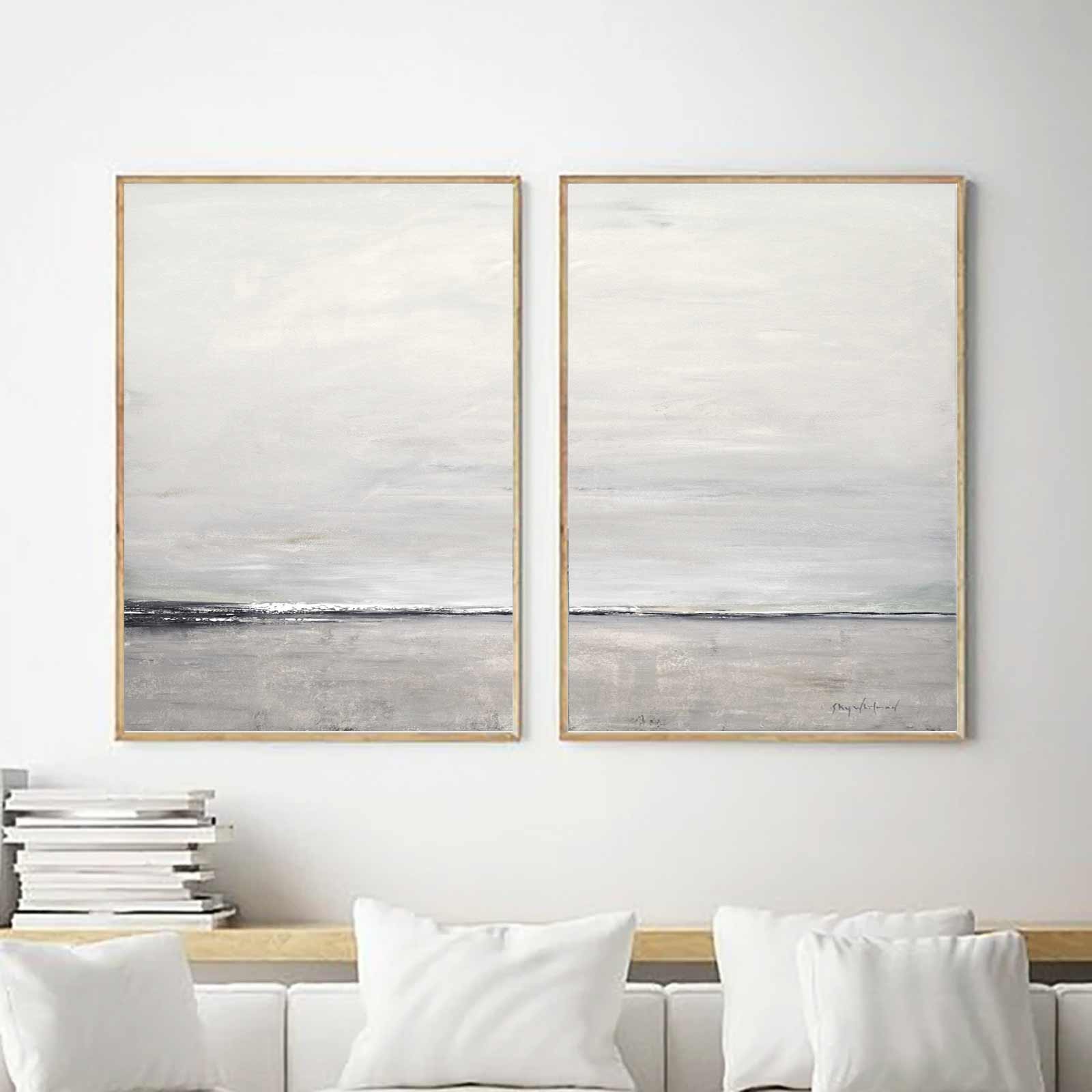 diptych Greige Landscape Top Seller Calming Painting