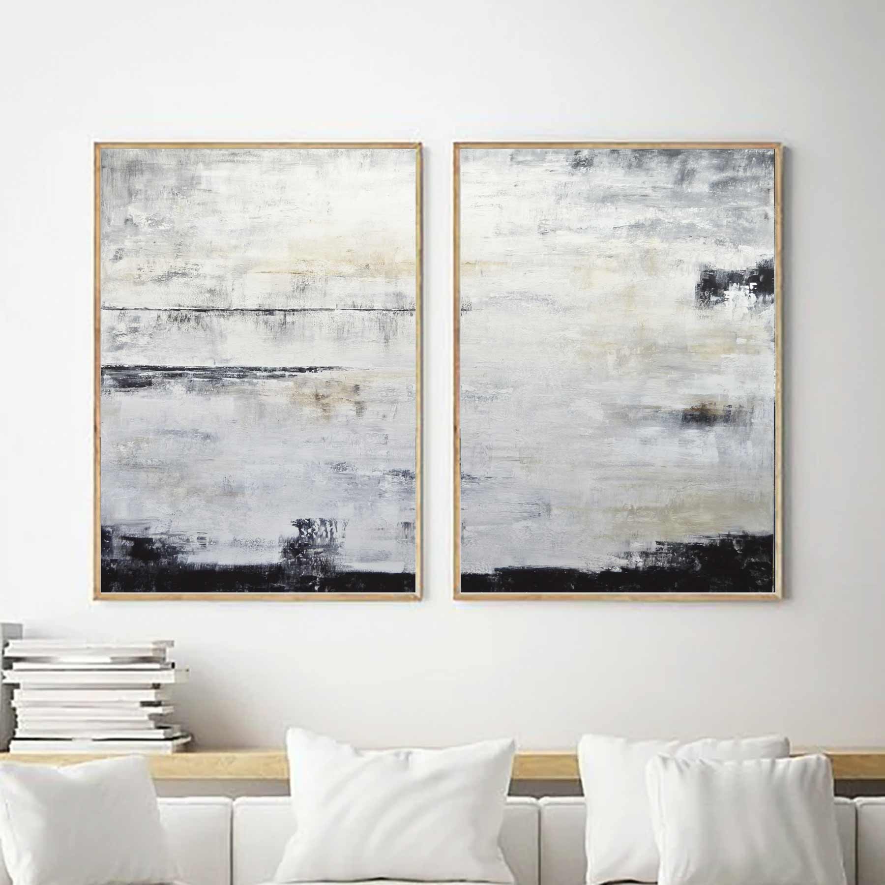 diptych Contemporary Complementary Paintings For Living Room