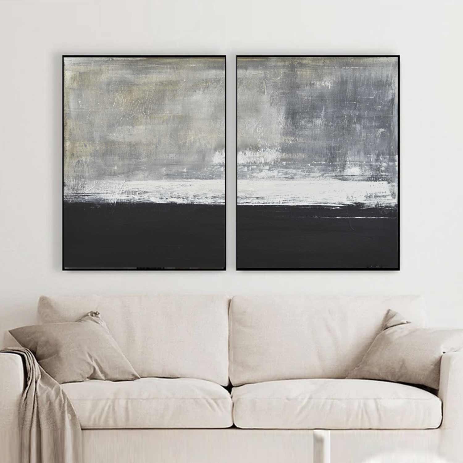 set of 2 abstract oversized oil paintings