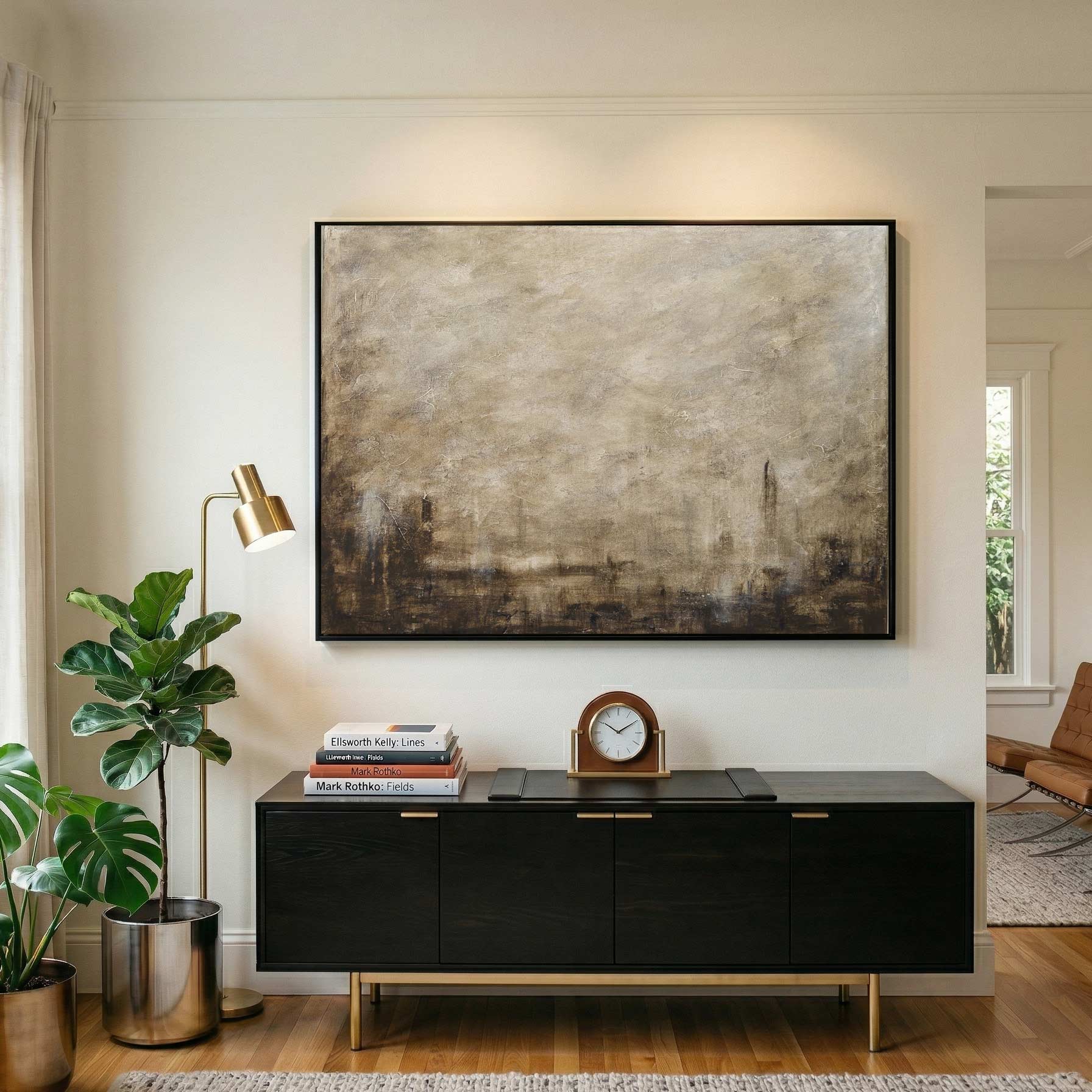 Earth Tone Painting Muted Neutrals Calming Horizontal Wall Art