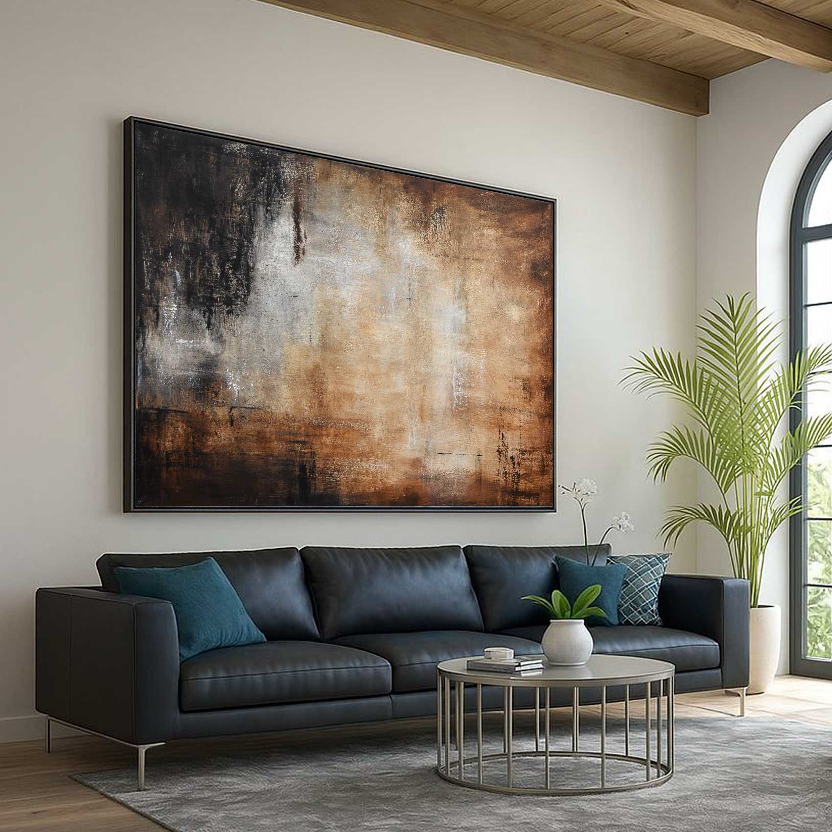 Warm Brown Painting Room Decor Peaceful Abstract Art