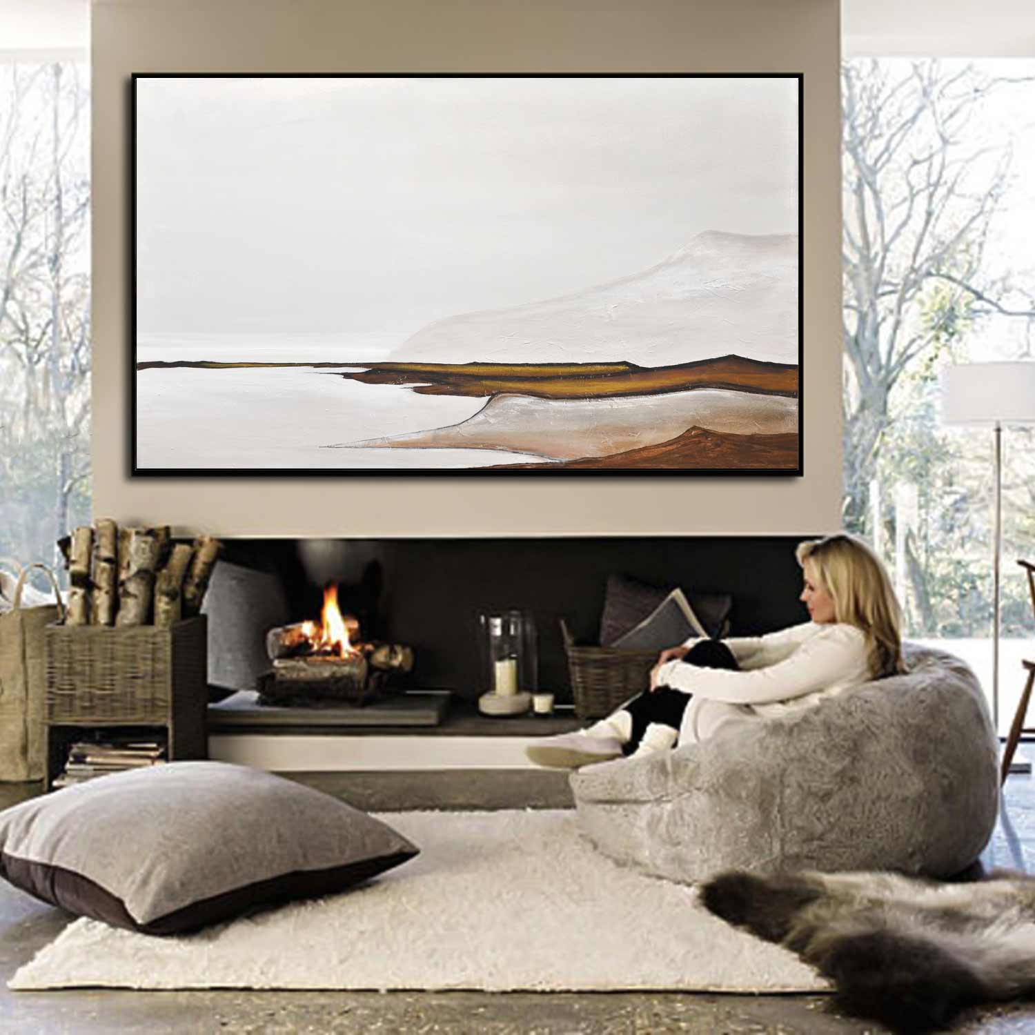 Extra Large Wall Art Minimalist Nature Painting Quick Ship