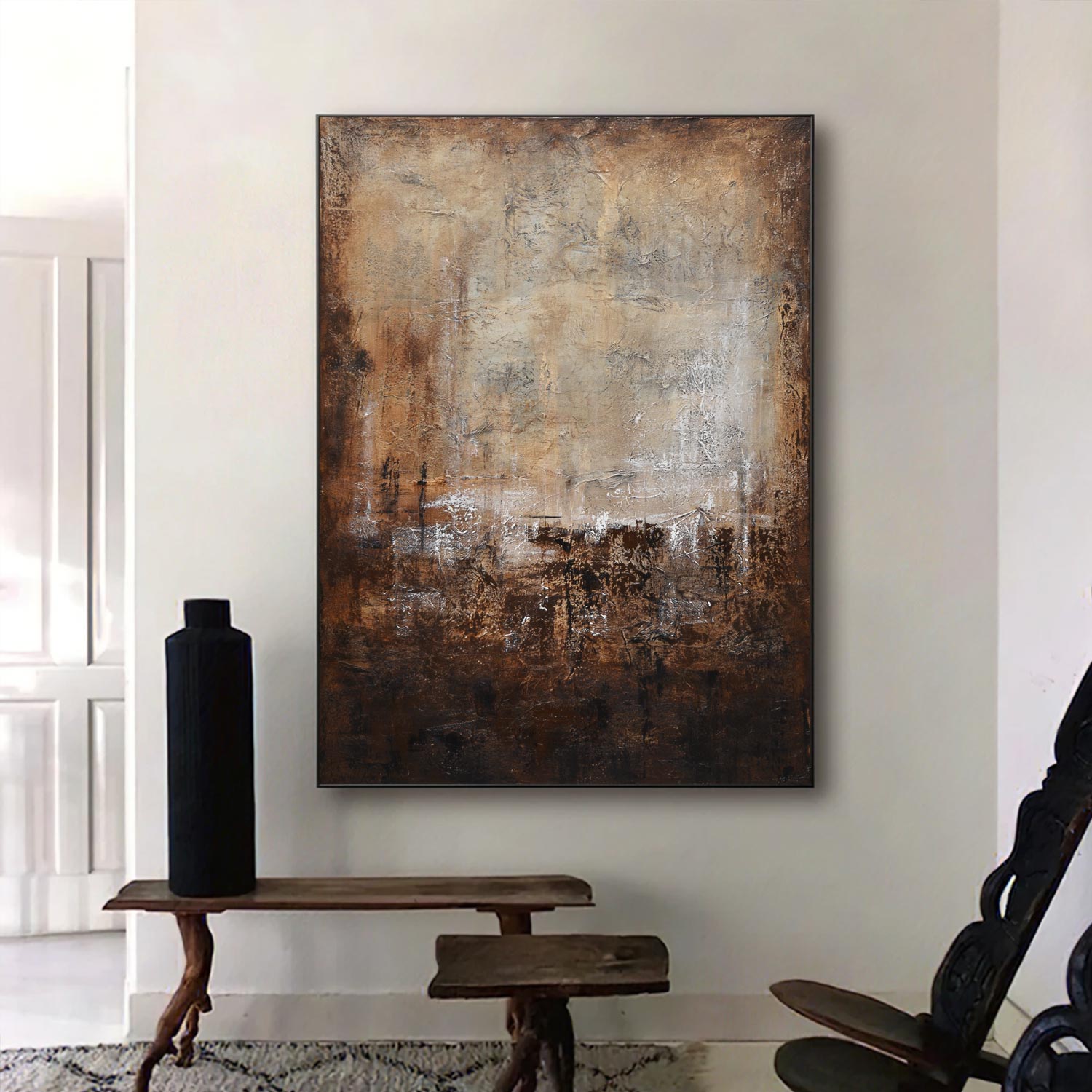 Hand Painted Abstract Brown Painting Home Decor large art