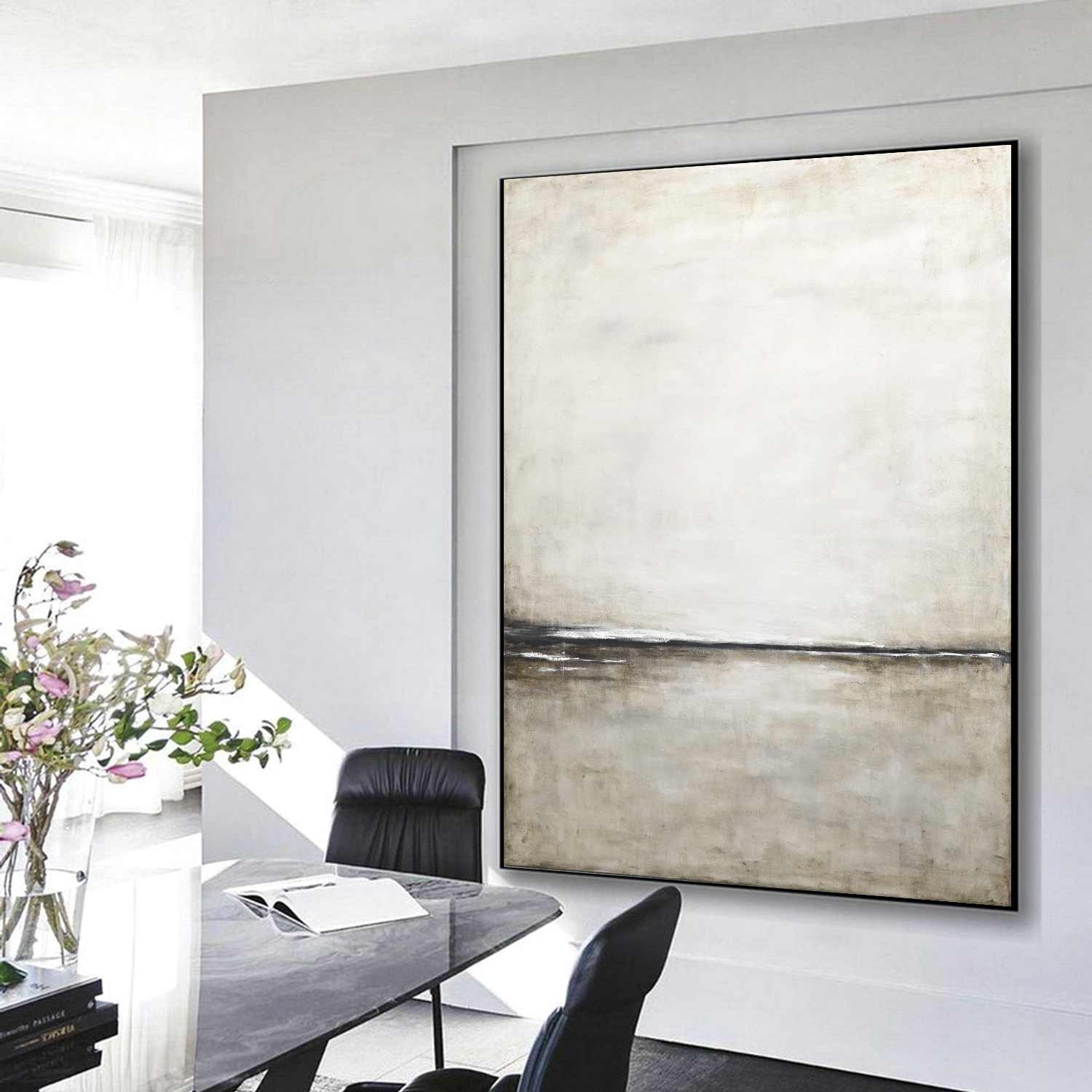 large Subtle Minimal Beige Peaceful Painting 