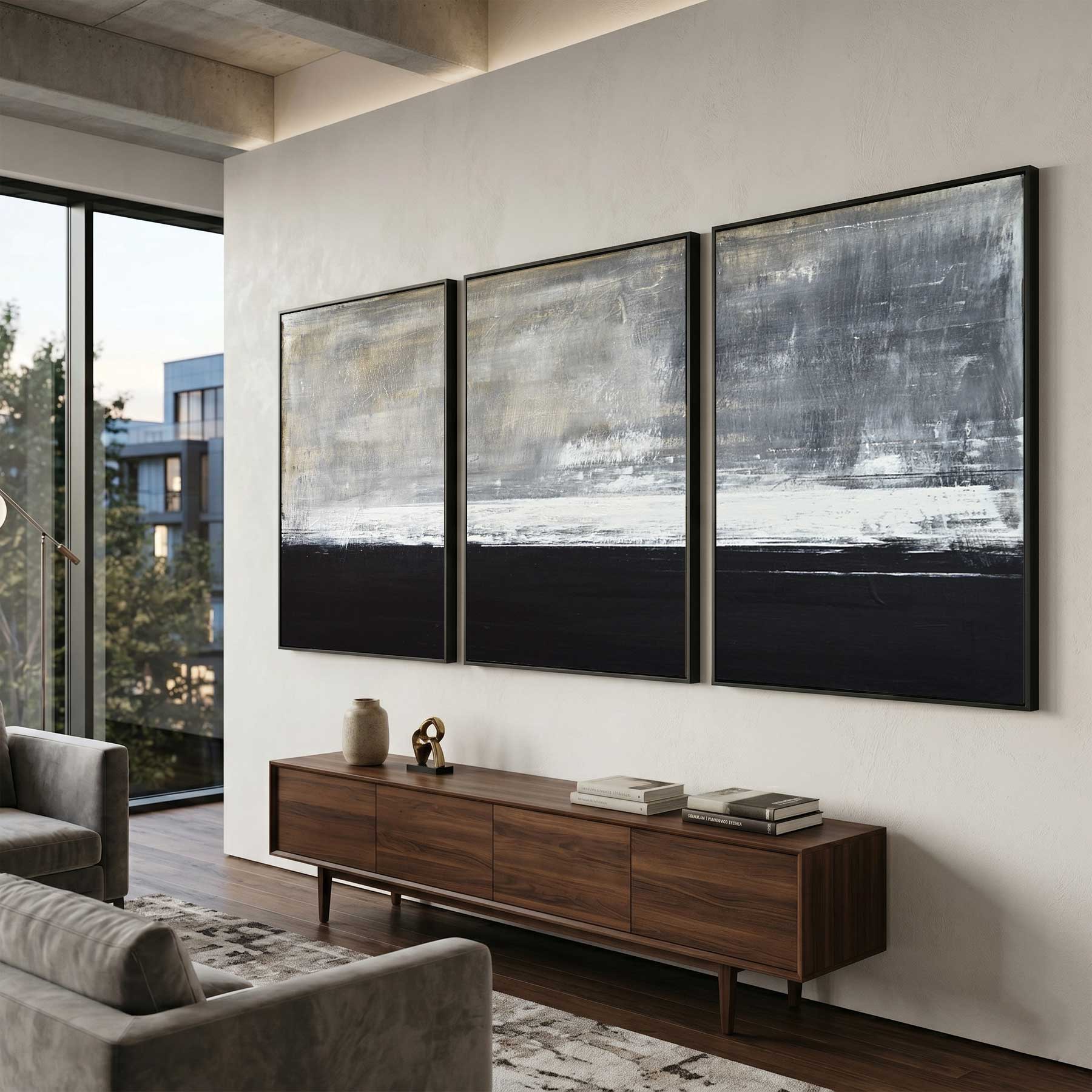 set of 3 Artwork For Large Walls Contemporary Paintings On Canvas