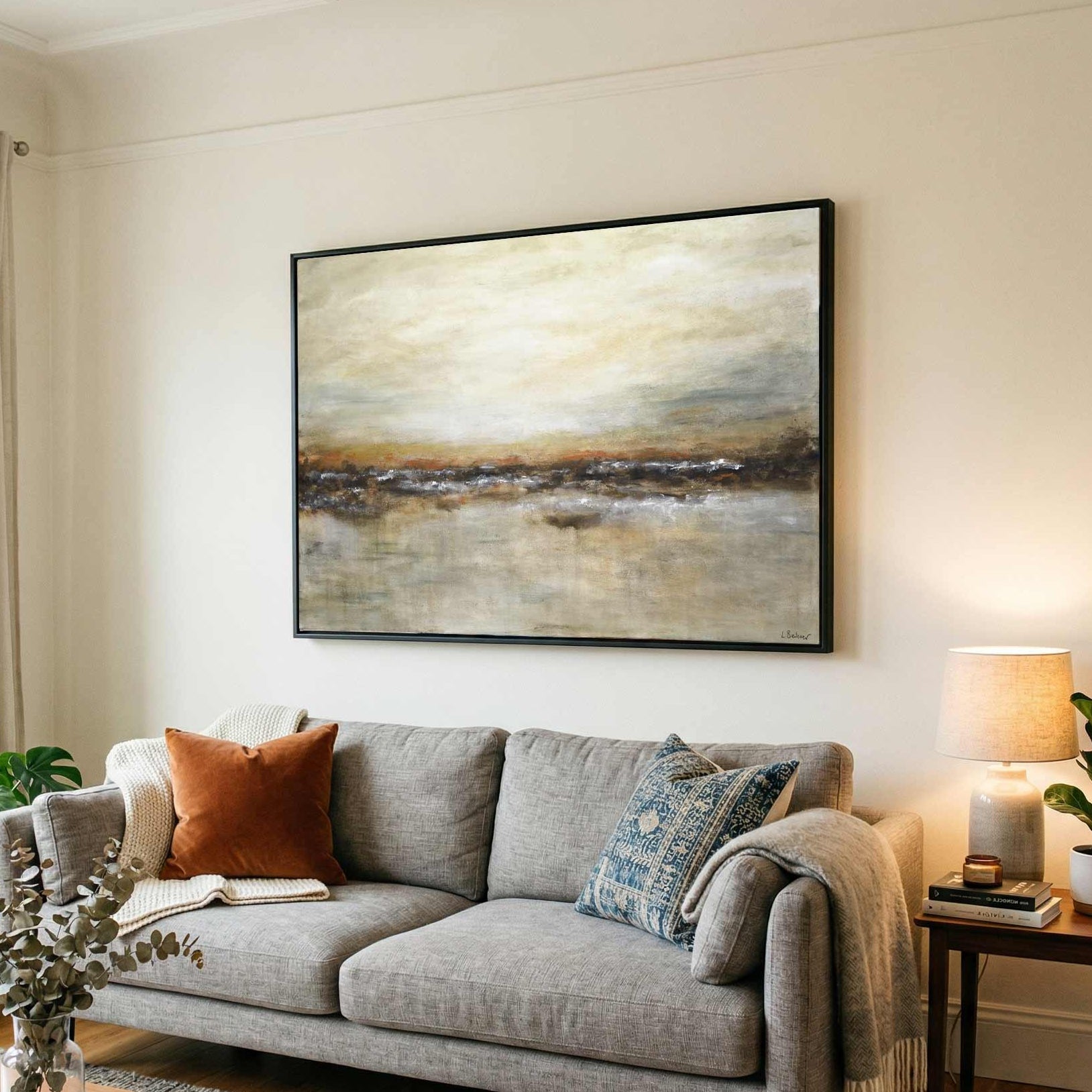 beige brown earth tones landscape art on canvas