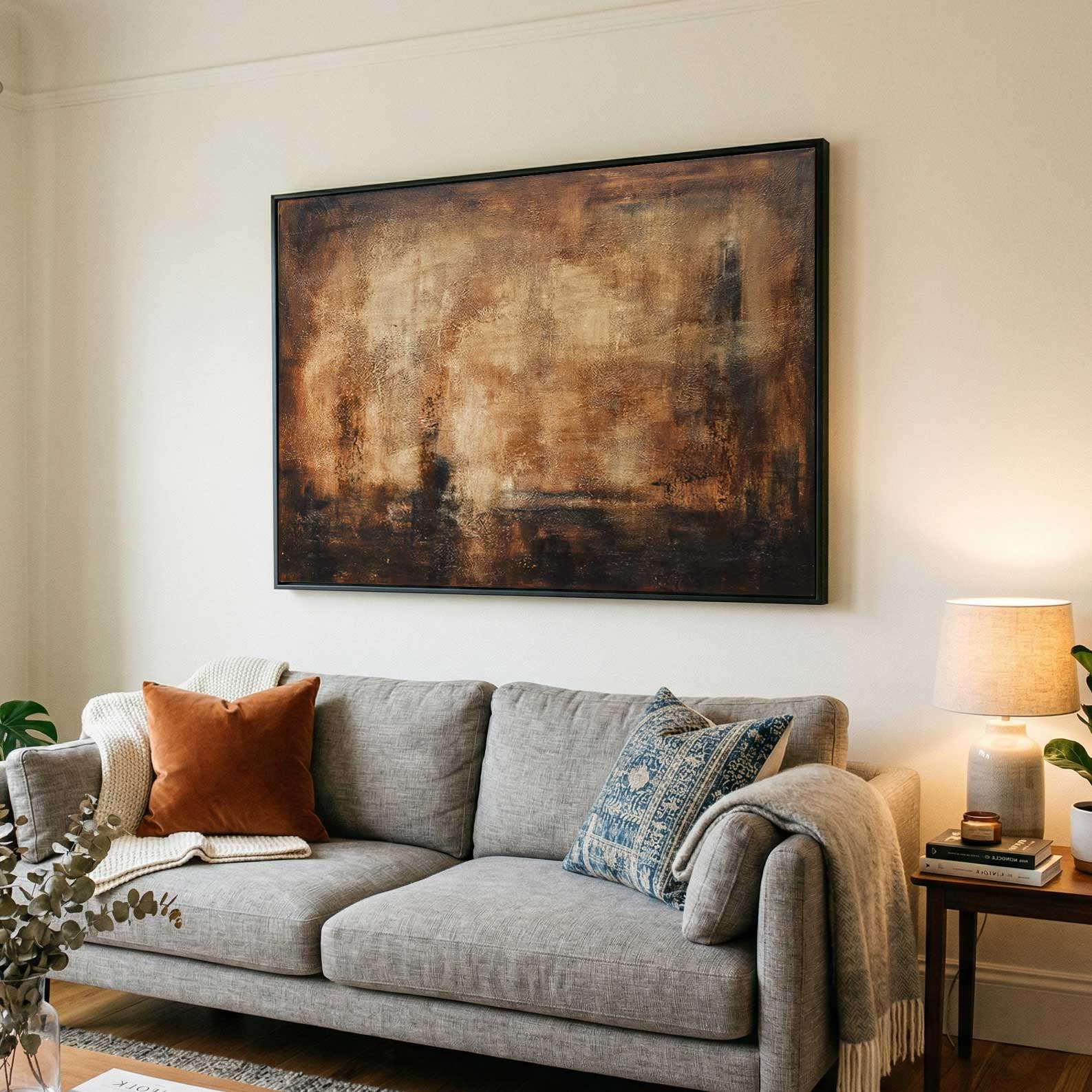 living room Sophisticated Brown Layered Painting Trend Wall Art Earth Tones