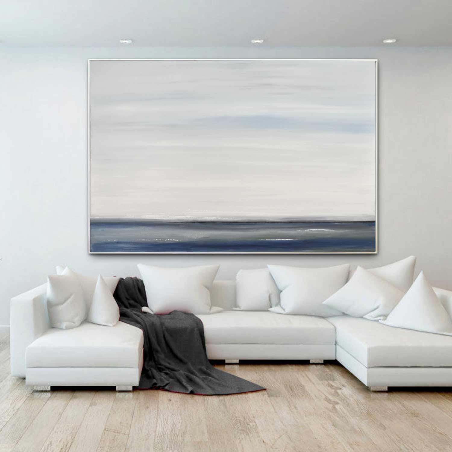 minimalist painting seashore horizon