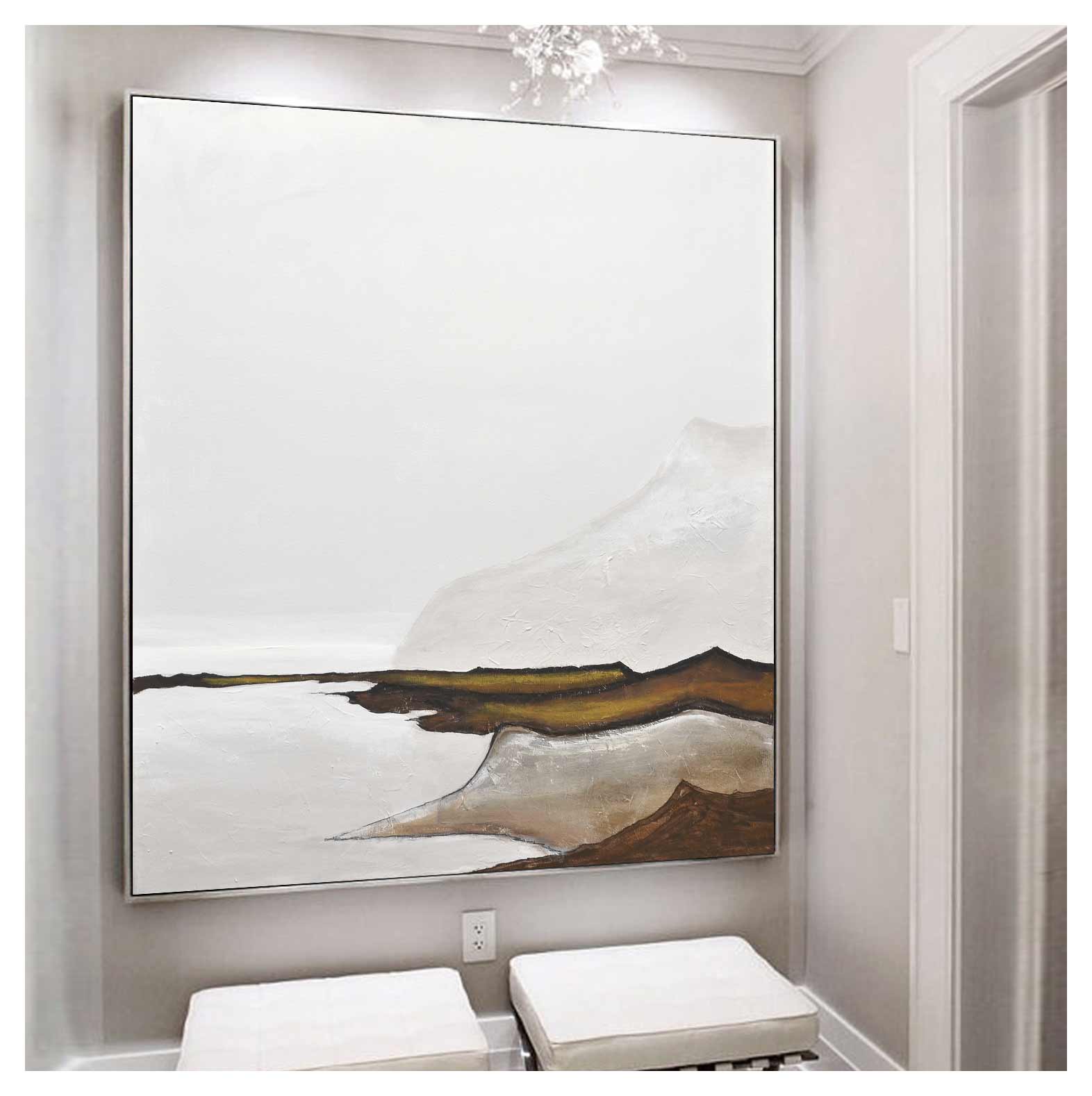 modern painting on wall seascape cove mountain