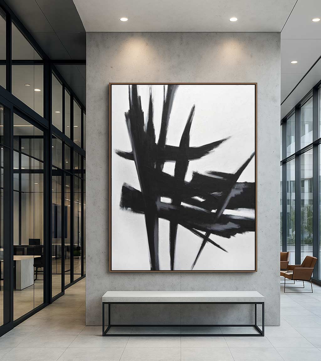 office art Expressive Painting Black And White Art Vertical Canvas