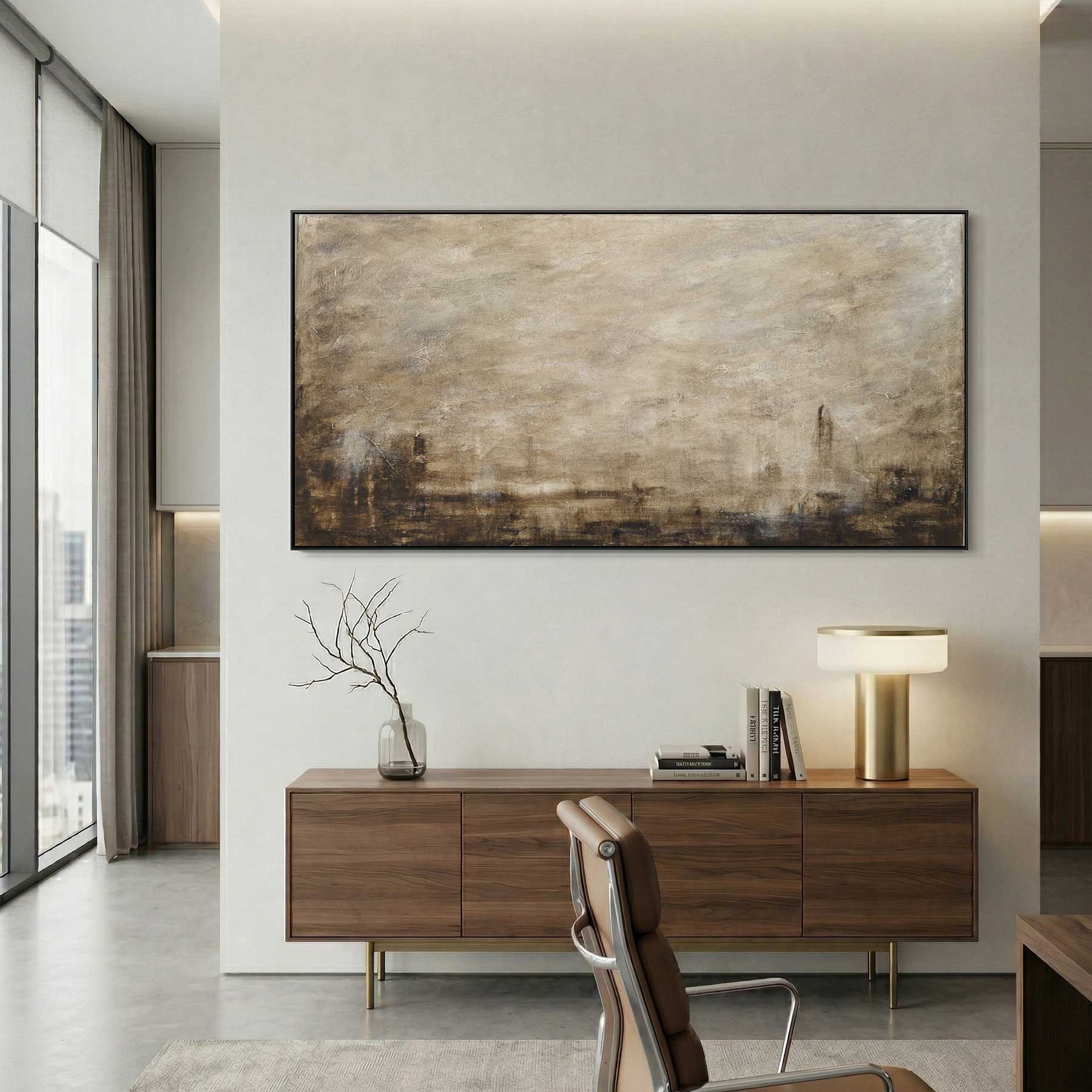 Long Wide Brown Painting office wall Calming Wall Art Decor