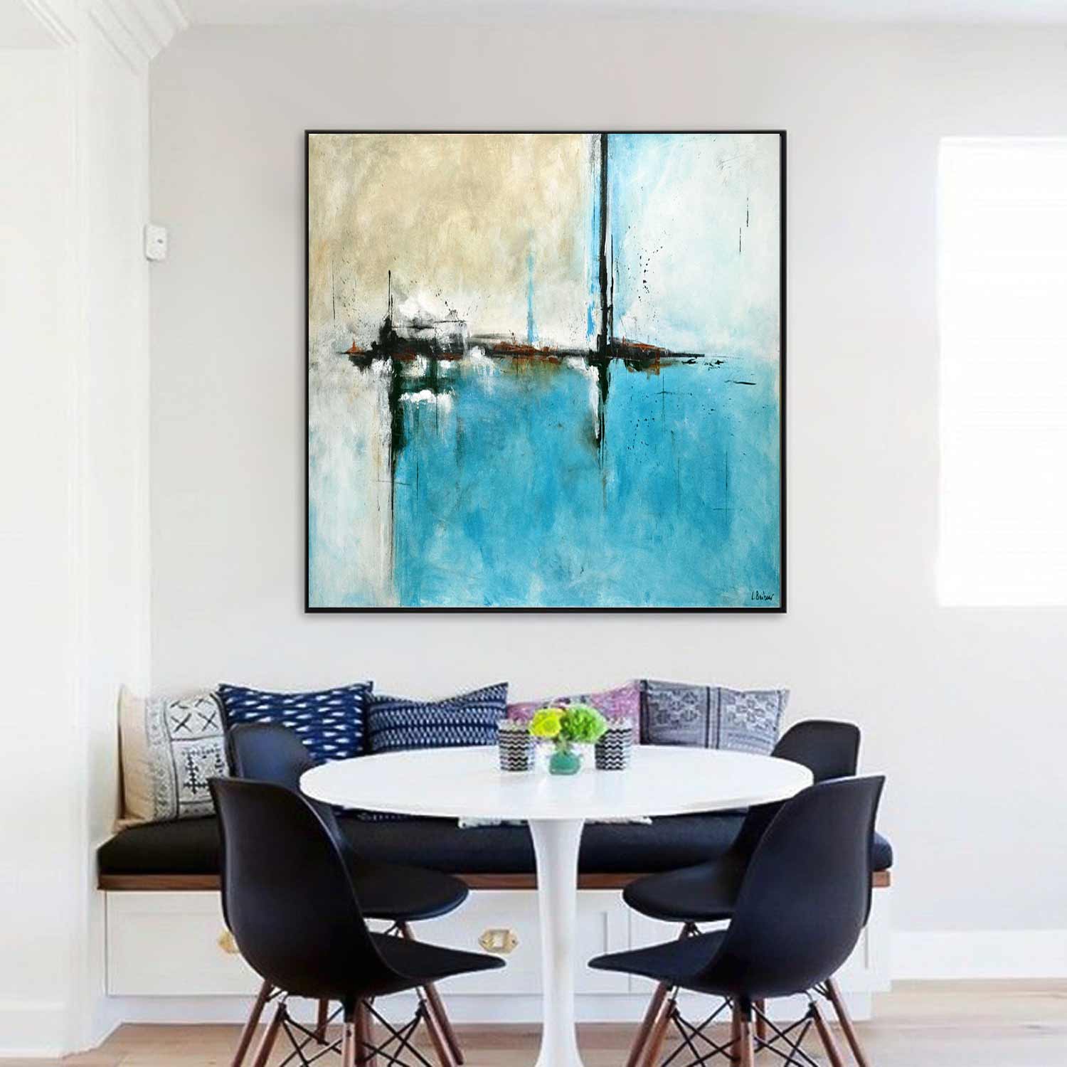 turquoise original abstract large art