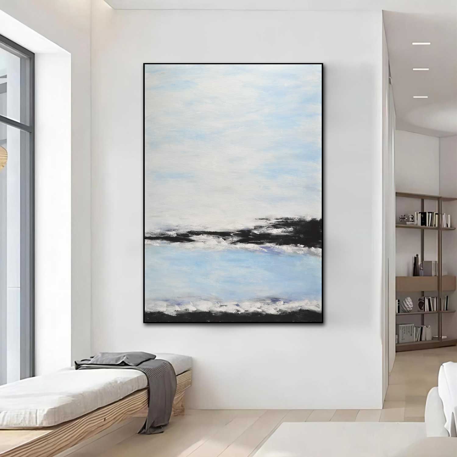 original Coastal Painting Seascape Vertical Blue Art