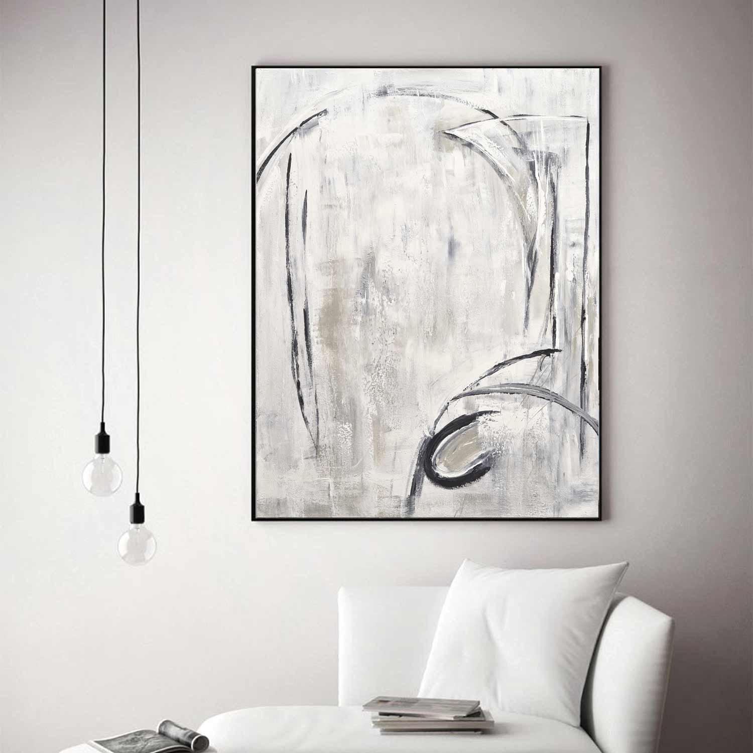 light white taupe abstract painting