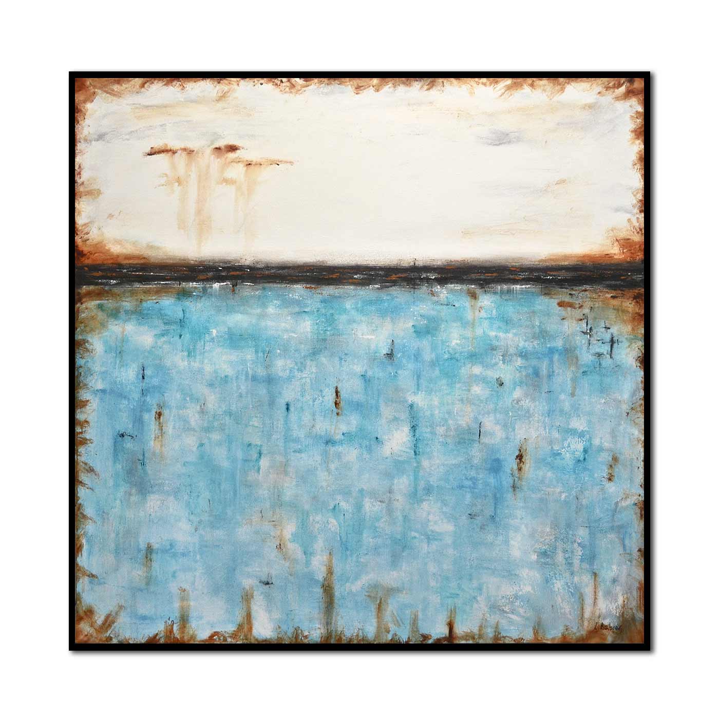 large blue square abstract painting