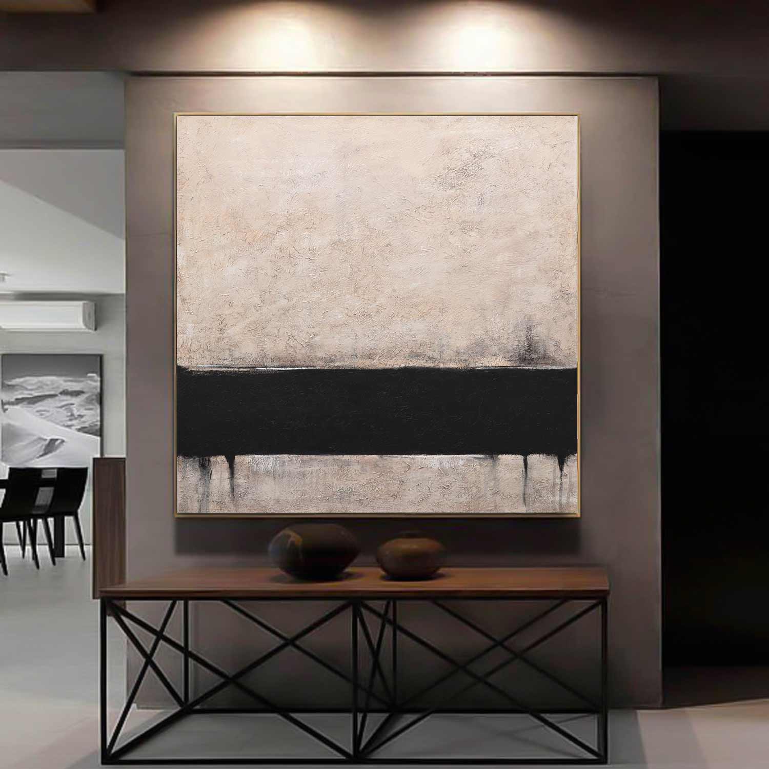 modern painting on wall neutral brown