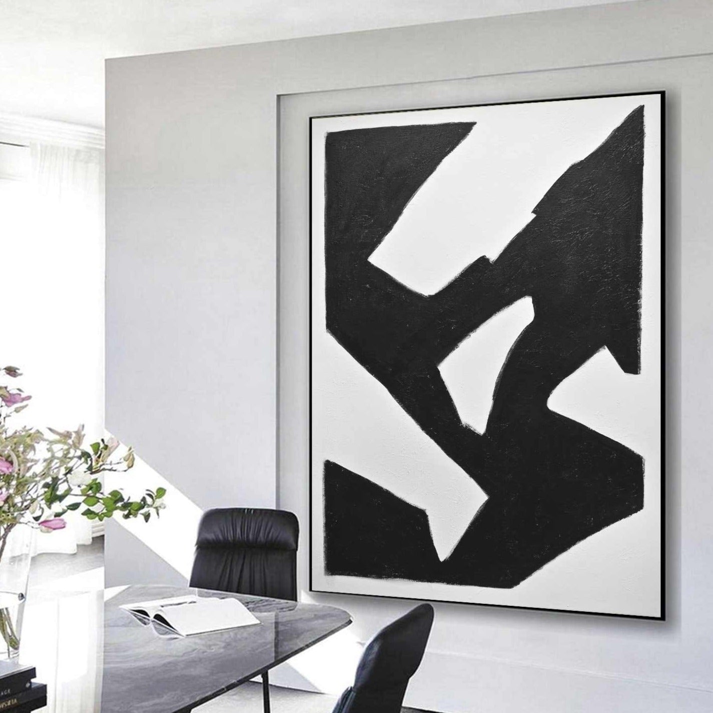 mid century black white abstract