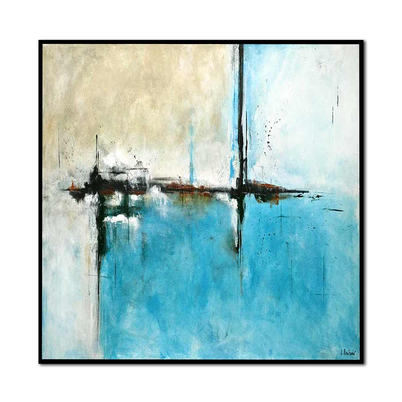 painting square turquoise on canvas