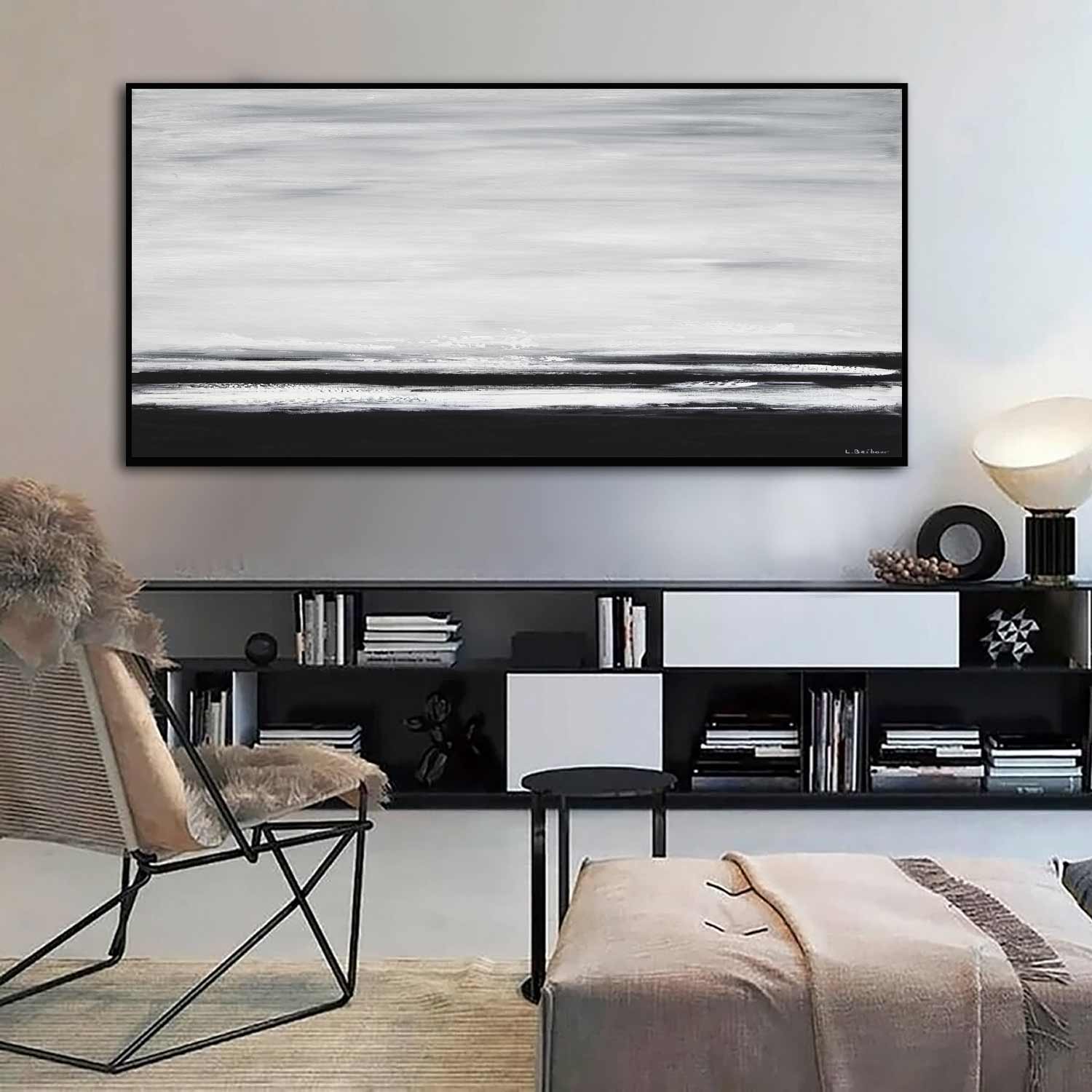 Wide Black Wide Landscape Art On Canvas Wall Decoration