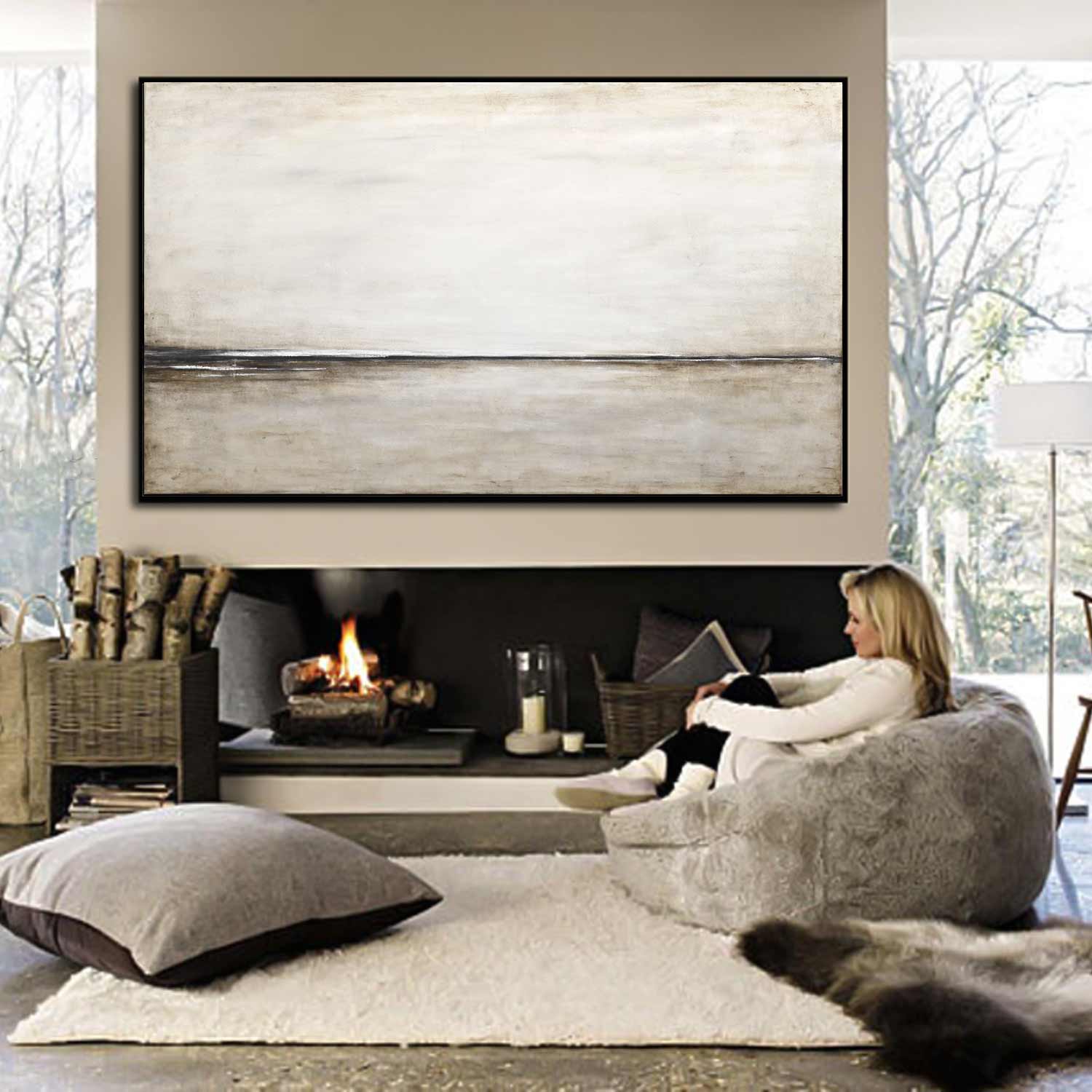 rectangular Painting Light Wall Art Living Room Landscape