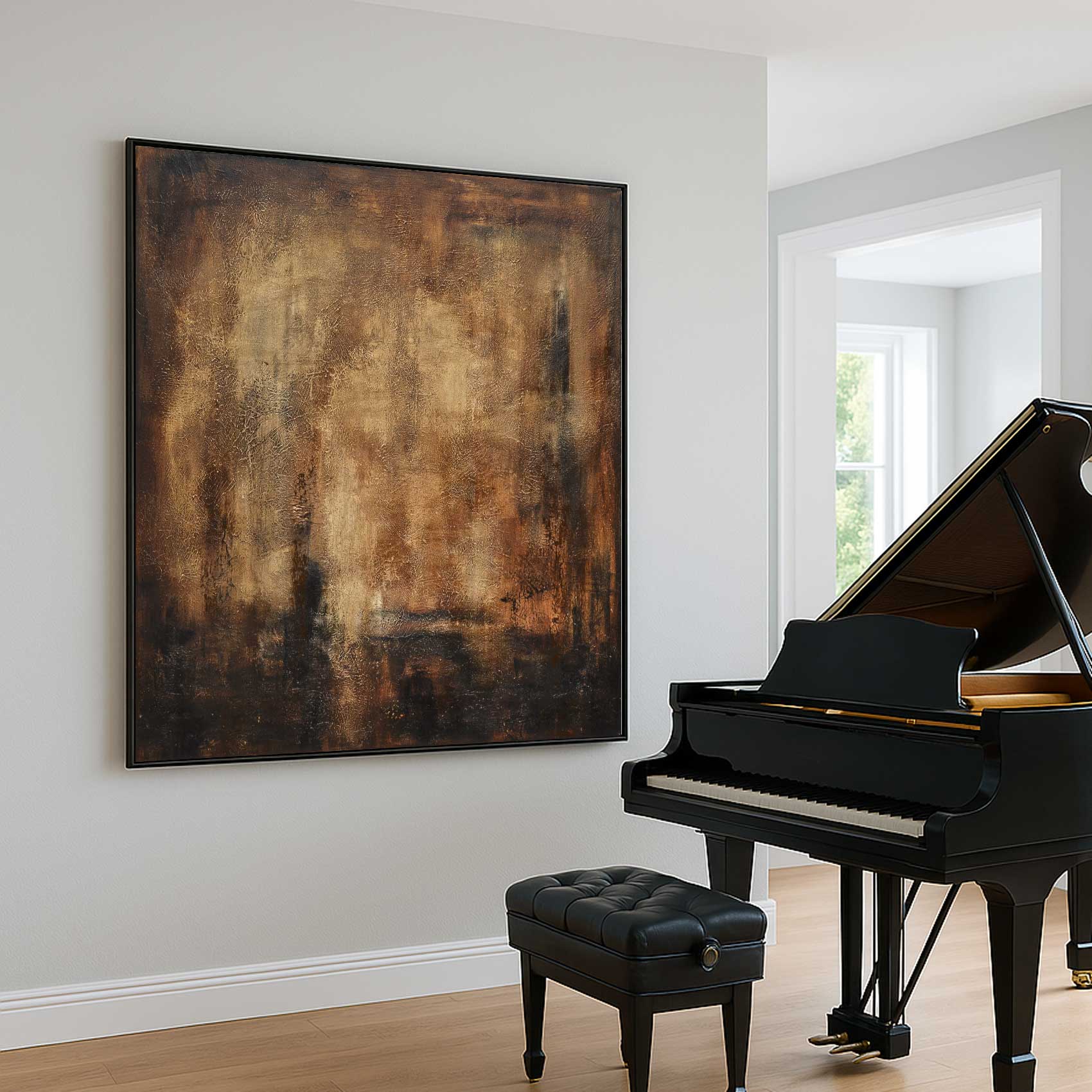 Wabi Sabi Abstract Painting Brown For Living Room Interior Design