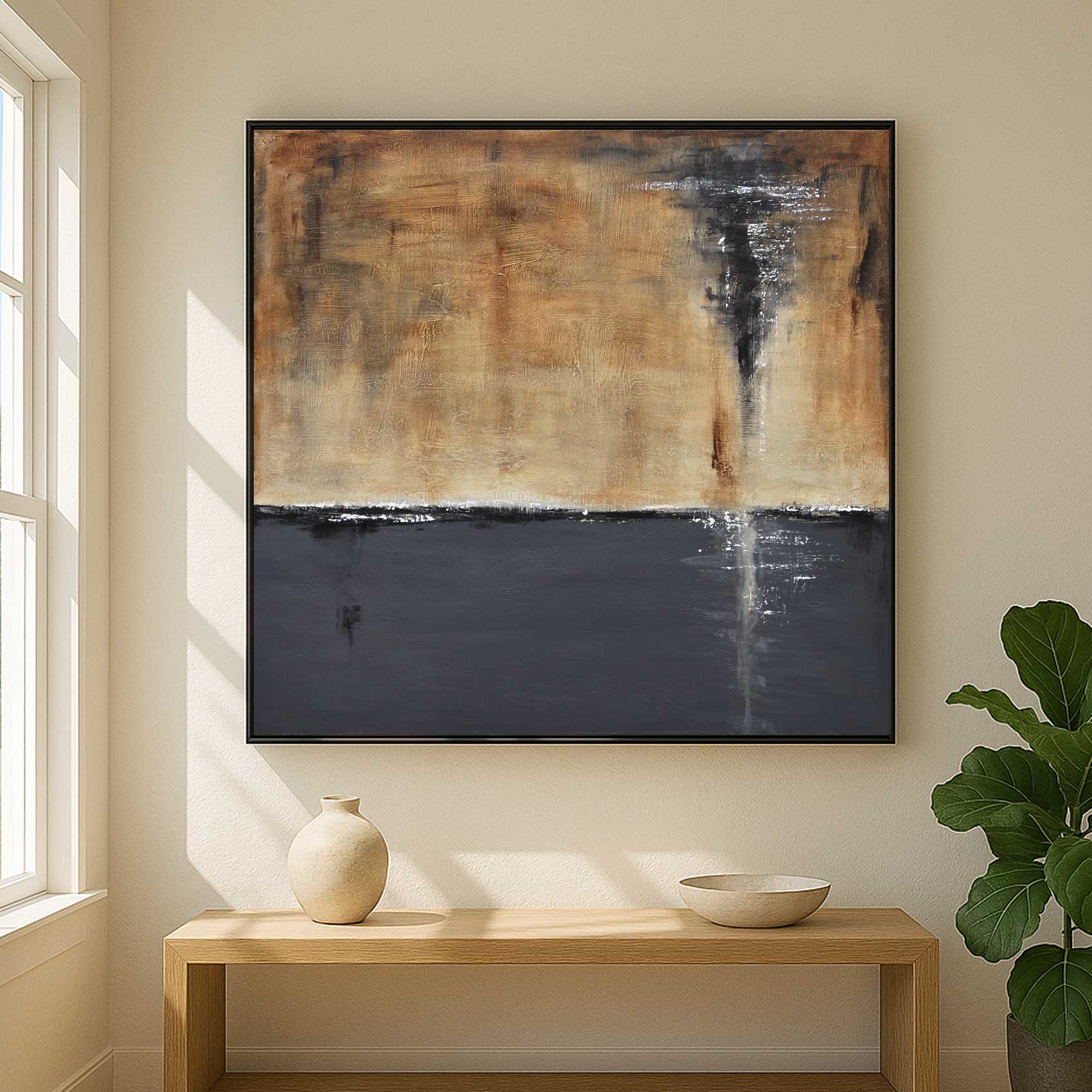 Hand Painted Abstract Painting By American Artist Framed Canvas