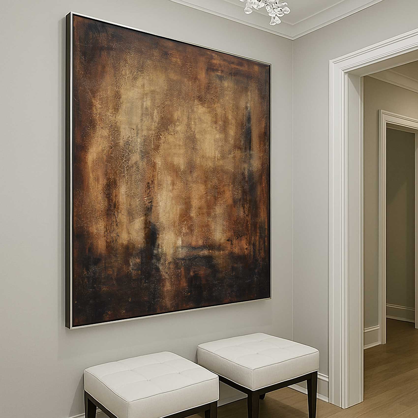 Wabi Sabi Abstract Painting Brown For Living Room Interior Design