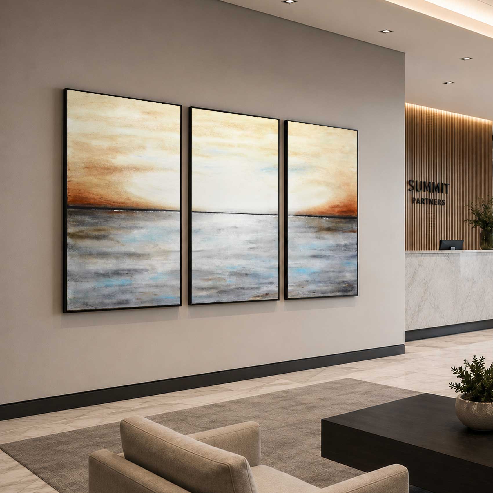 office art Large Original Triptych Landscape Painting Large Scale Set Of 3