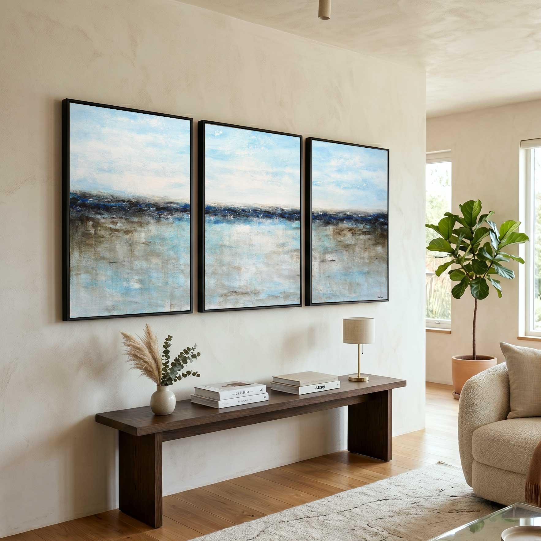 triptych for living room art paintings