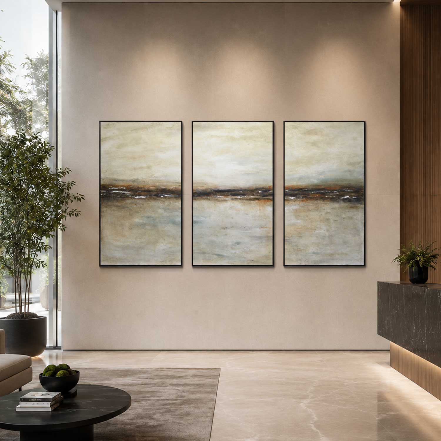 Triptych paintings 3 Piece Abstract Art Earth Tones Multi Panel