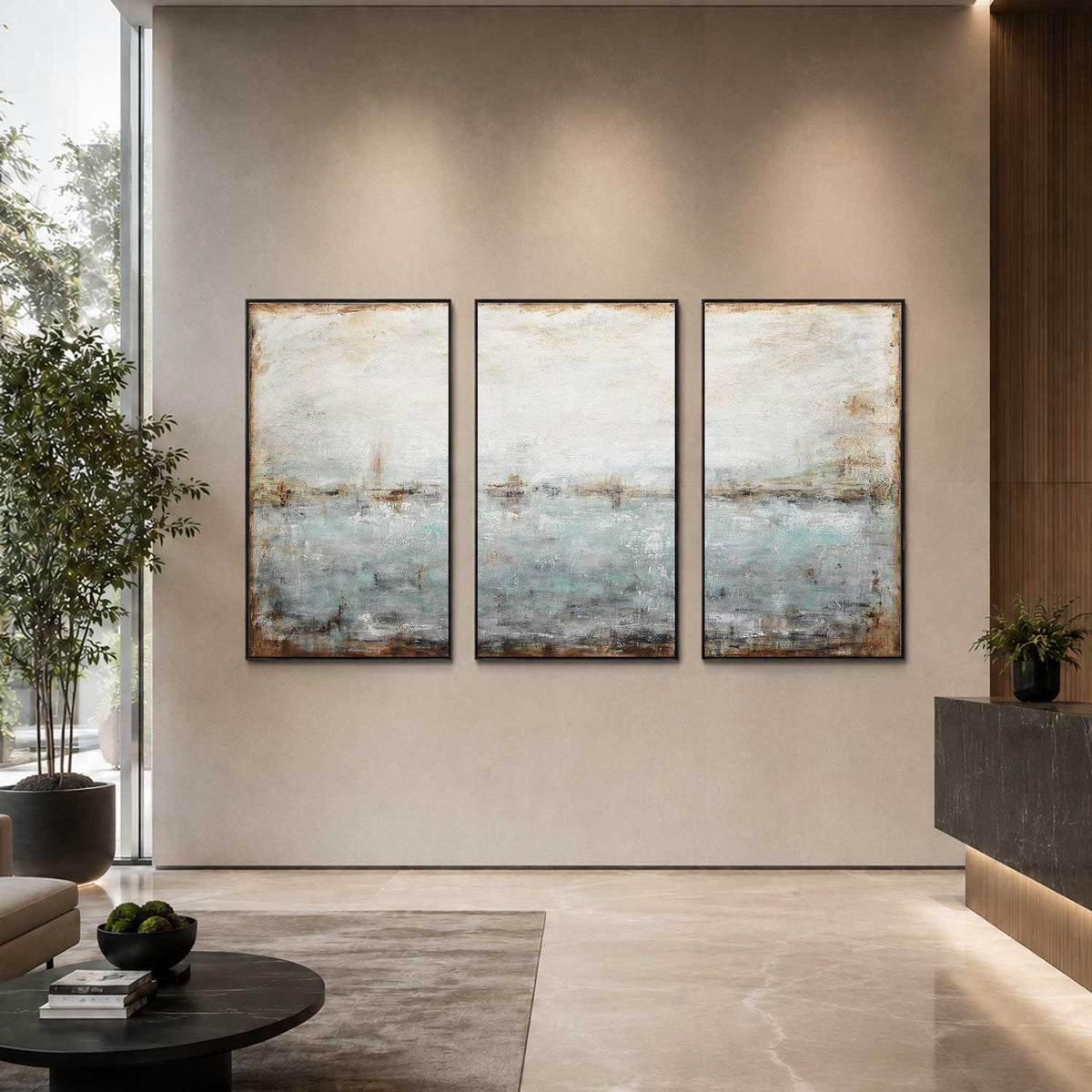 Hand Painted Textured 3 Panel Art Interior Designer Wall Art Canvas 