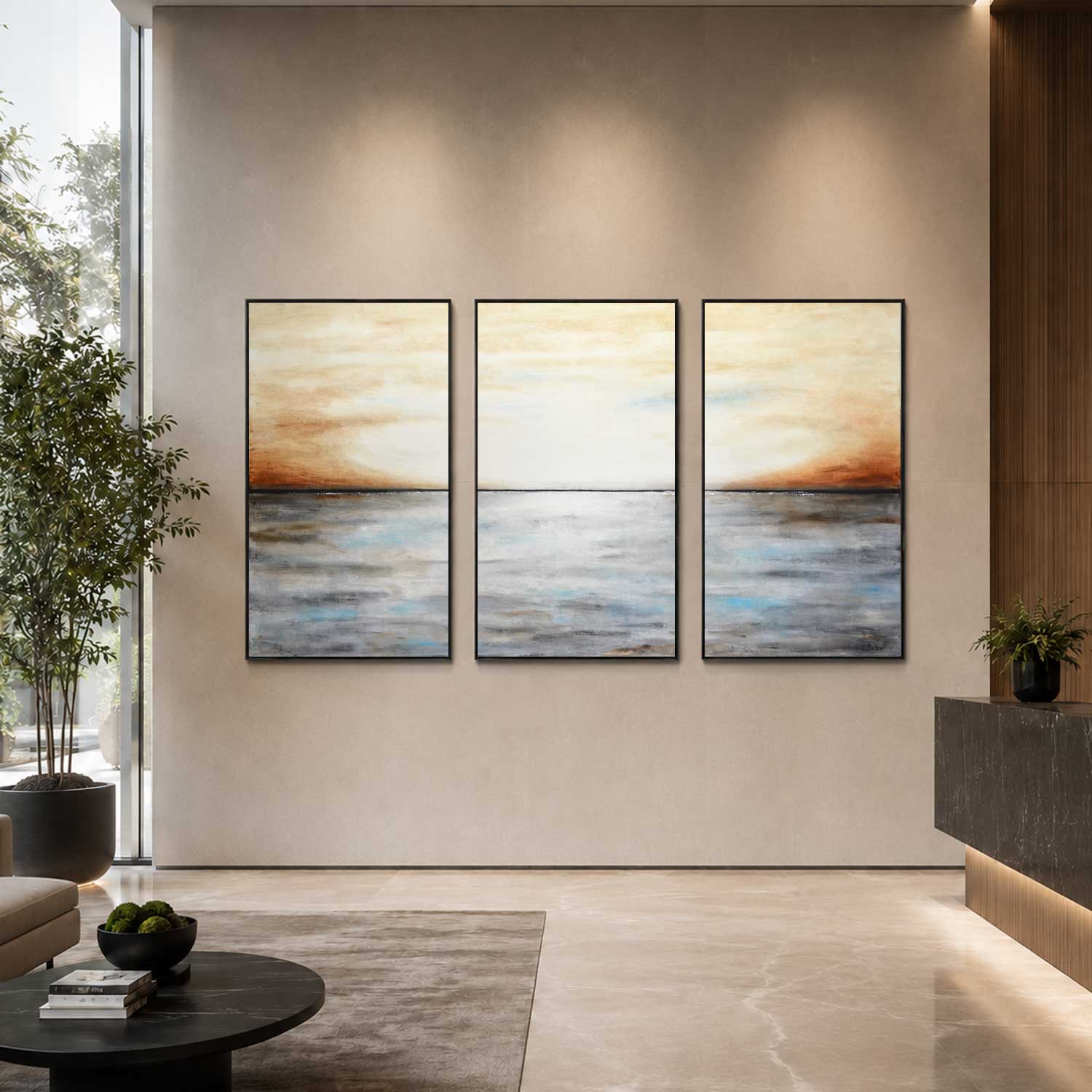 Large Original Triptych Landscape Painting Large Scale Set Of 3