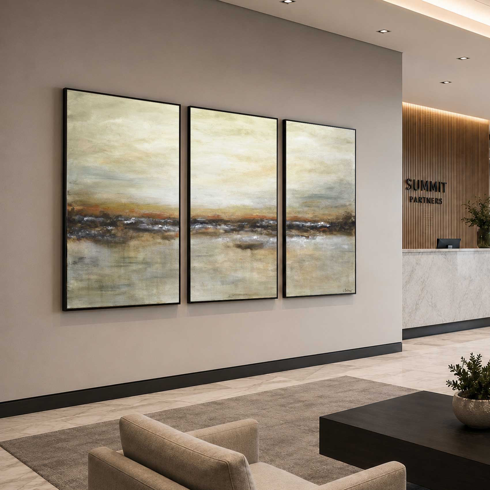3 Panel Brown Contemporary Paintings Triptych Large Scale Artwork 3 panel