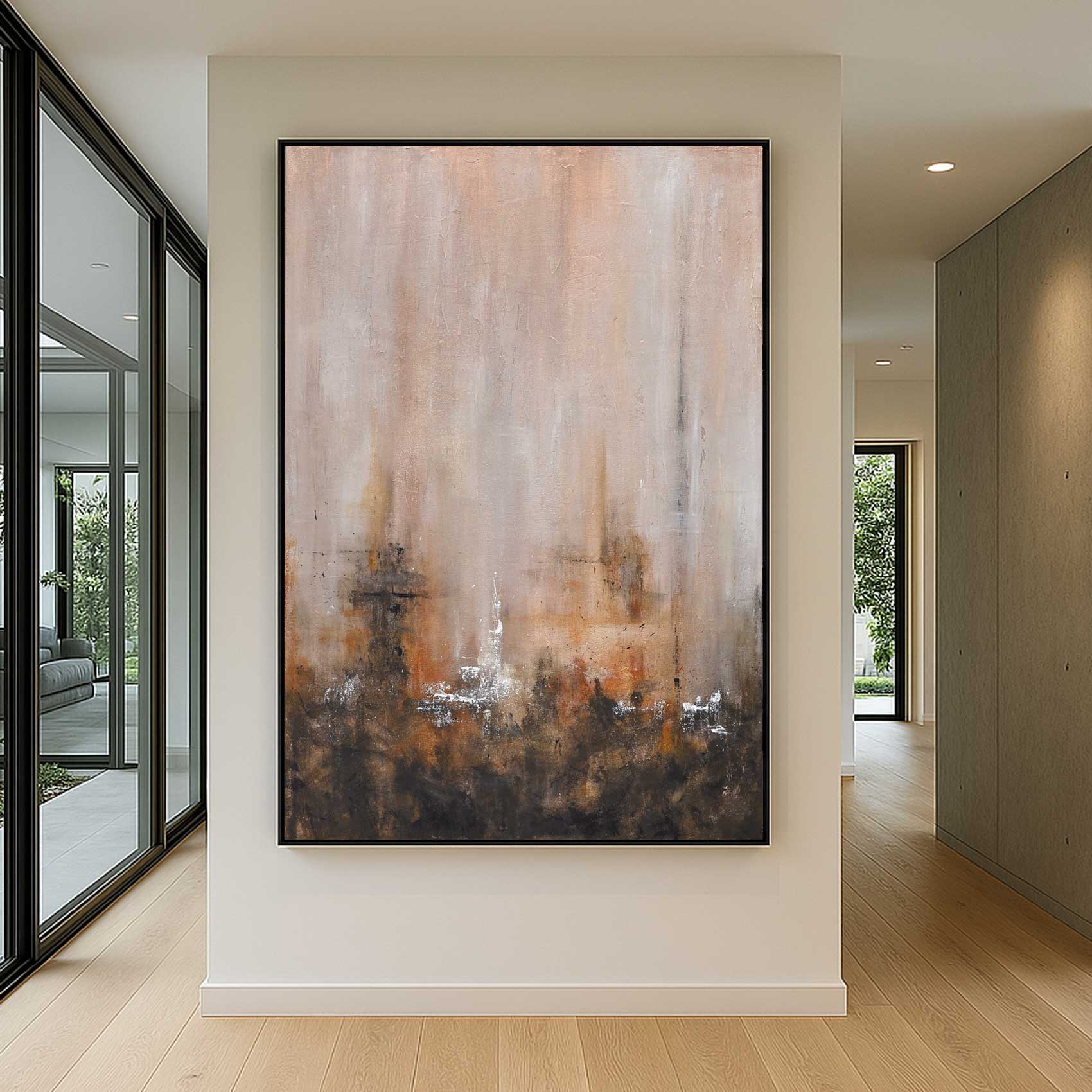 vertical Sienna Brown Contemporary Abstract Wall Art Ready To Hang