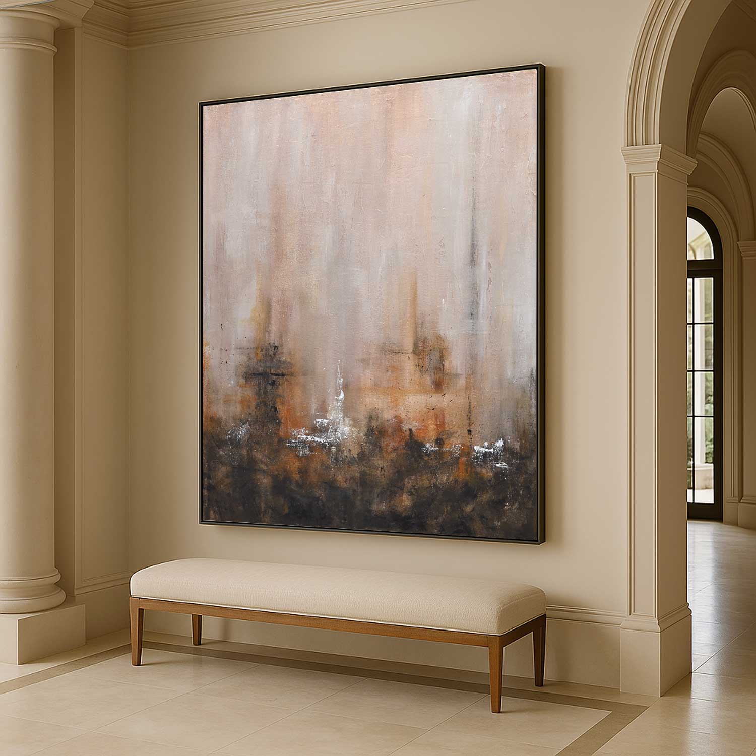 large original Sienna Brown Contemporary Abstract Wall Art Ready To Hang