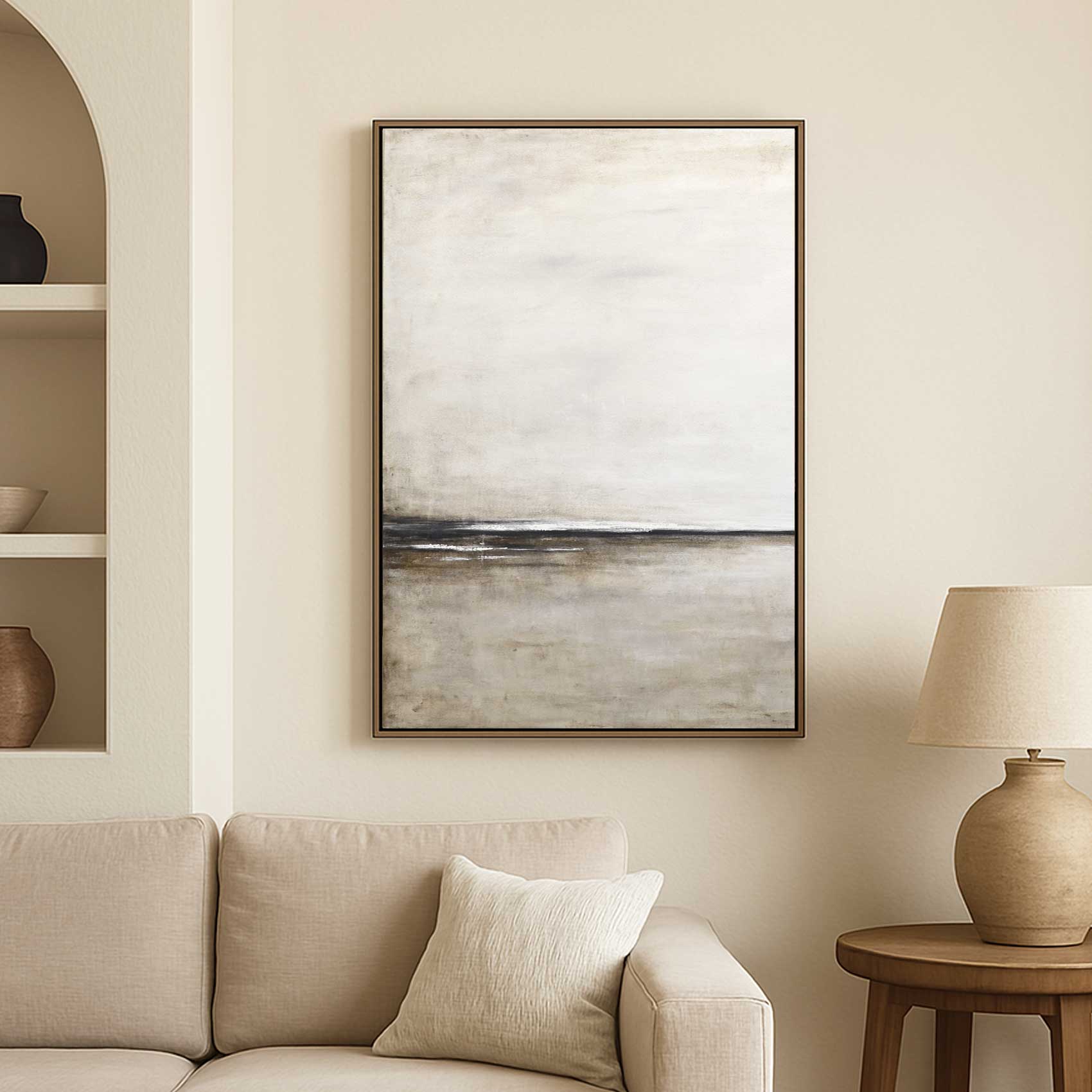 Minimalist Neutral Colors Painting Light Easy Art for Living Room above couch