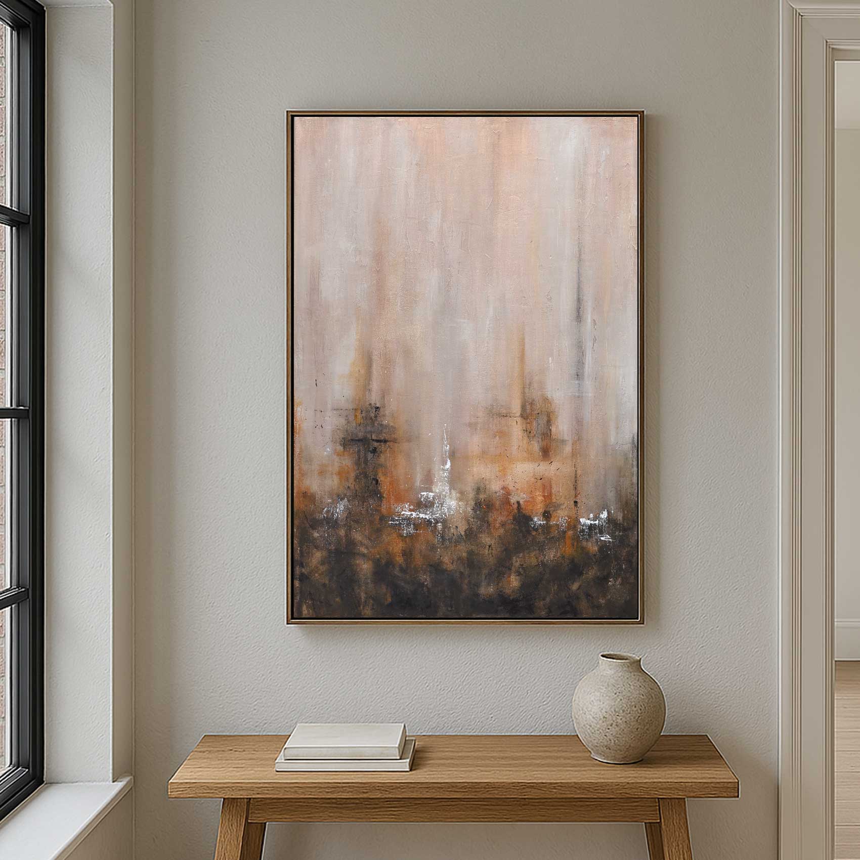 framed Sienna Brown Contemporary Abstract Wall Art Ready To Hang