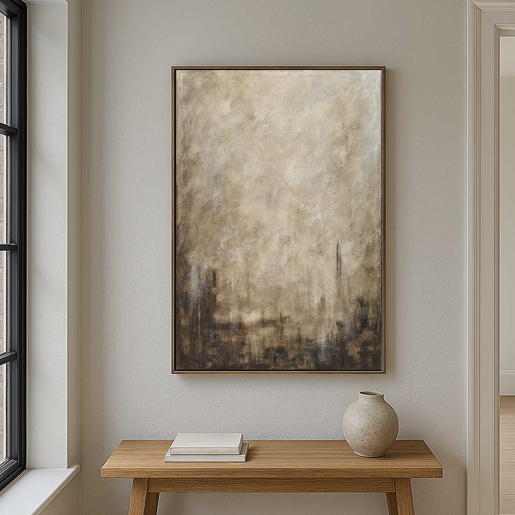 modern artwork on wall brown beige