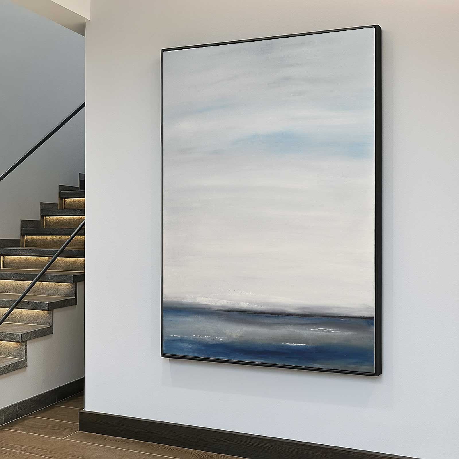modern oversized Ocean Scene Minimal Painting Large Oil On Vertical Canvas