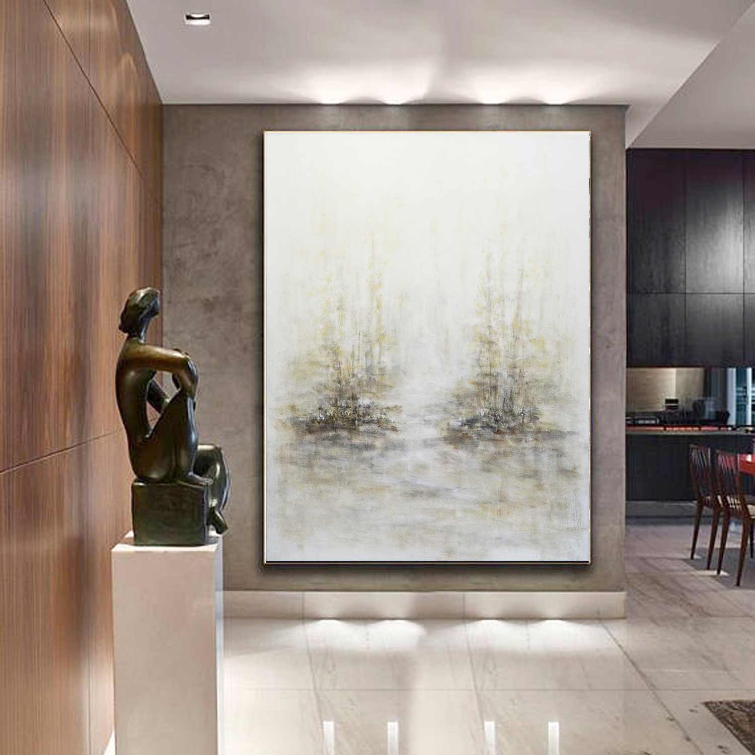 vertical wall art large trees painting