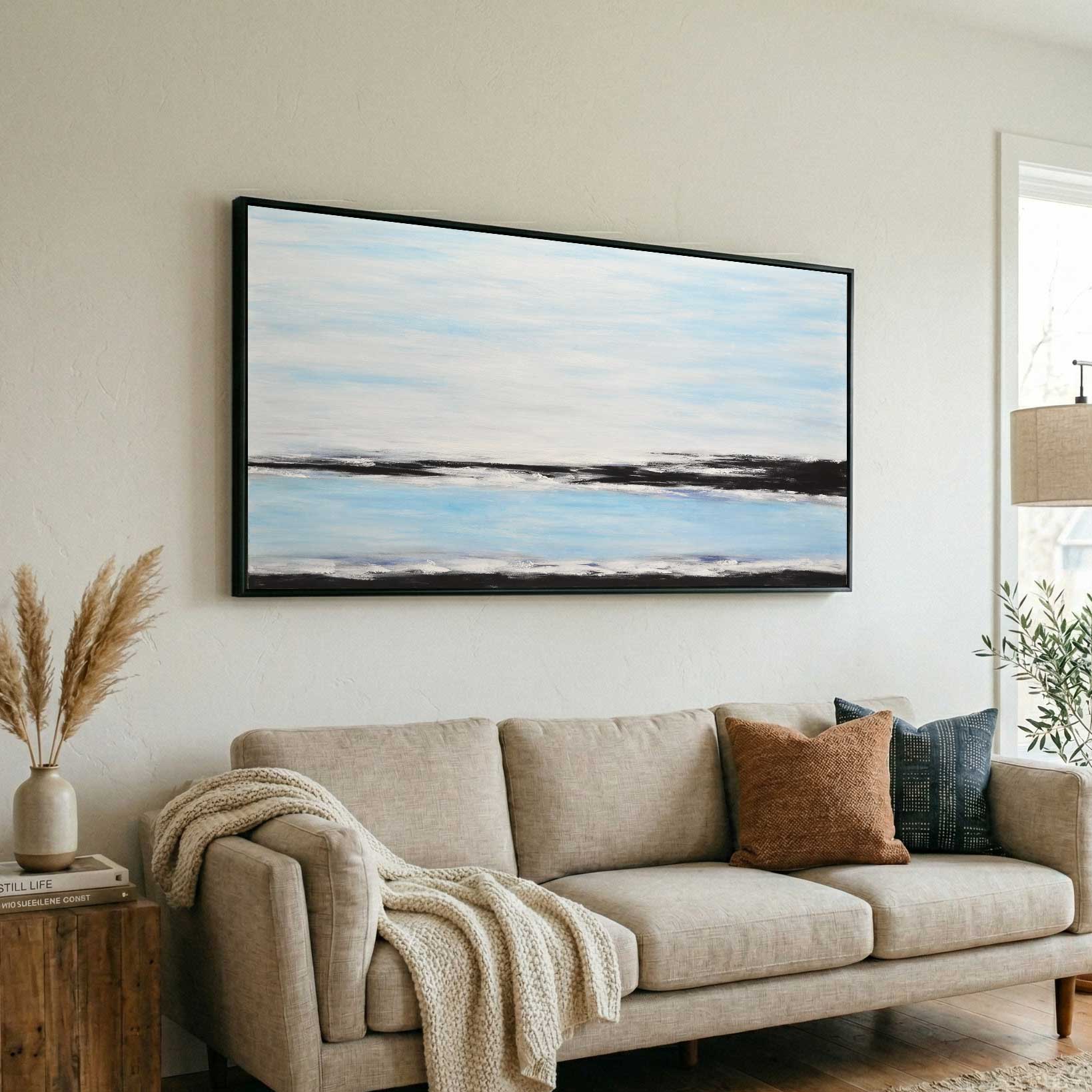 Panorama Hand Painted Seascape Painting above couch